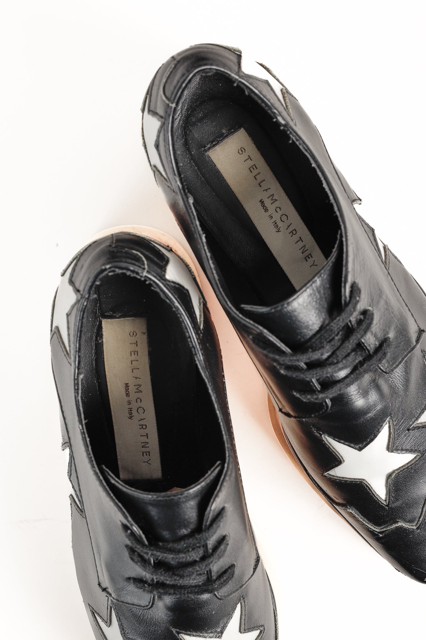 Stella McCartney Black White Star Vegan Elyse Platform Derby Shoes