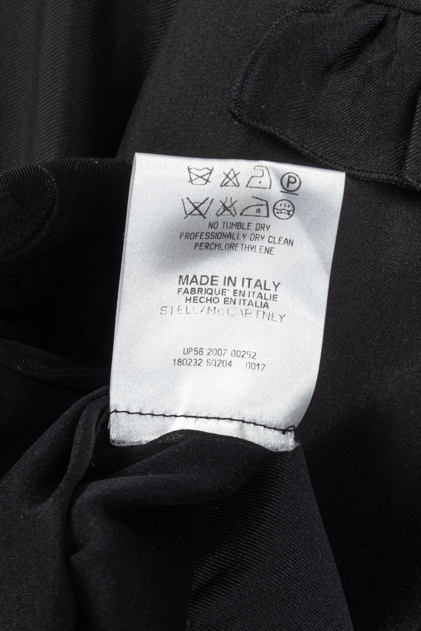 Stella McCartney Black Silk Satin Ruffle-Trim Long-Sleeve Mini Dress