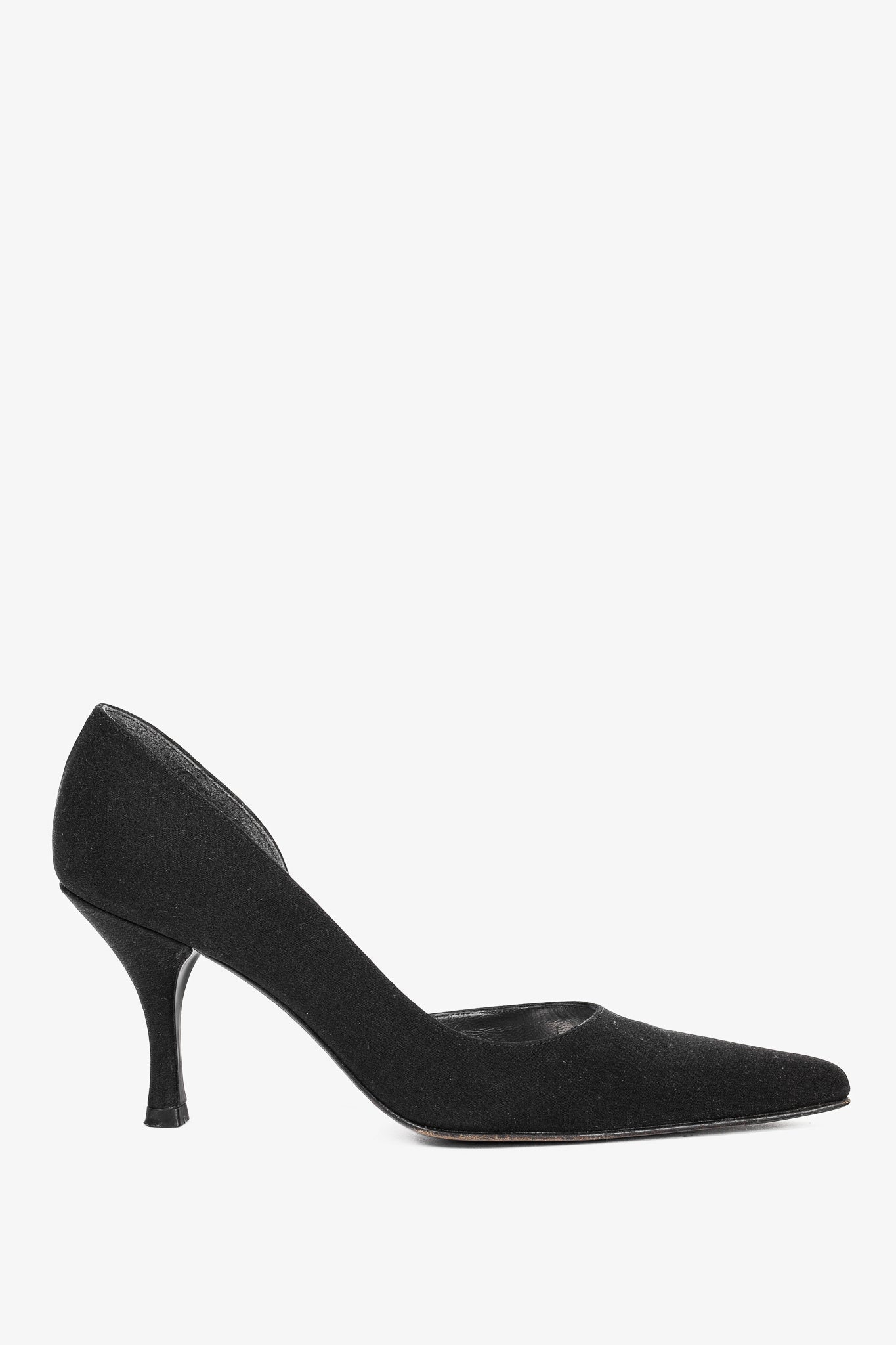 Stuart Weitzman Black Fabric Pointed-Toe D'Orsay Pumps