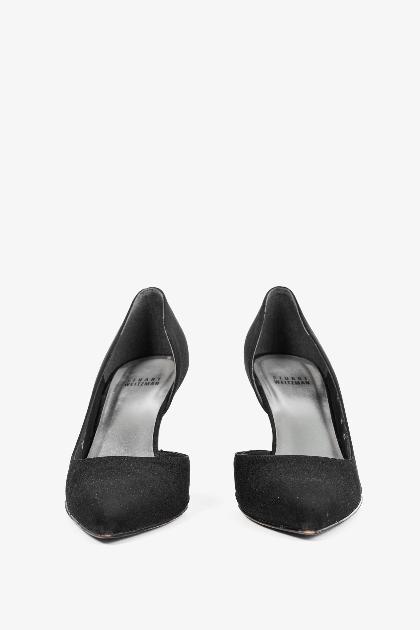 Stuart Weitzman Black Fabric Pointed-Toe D'Orsay Pumps