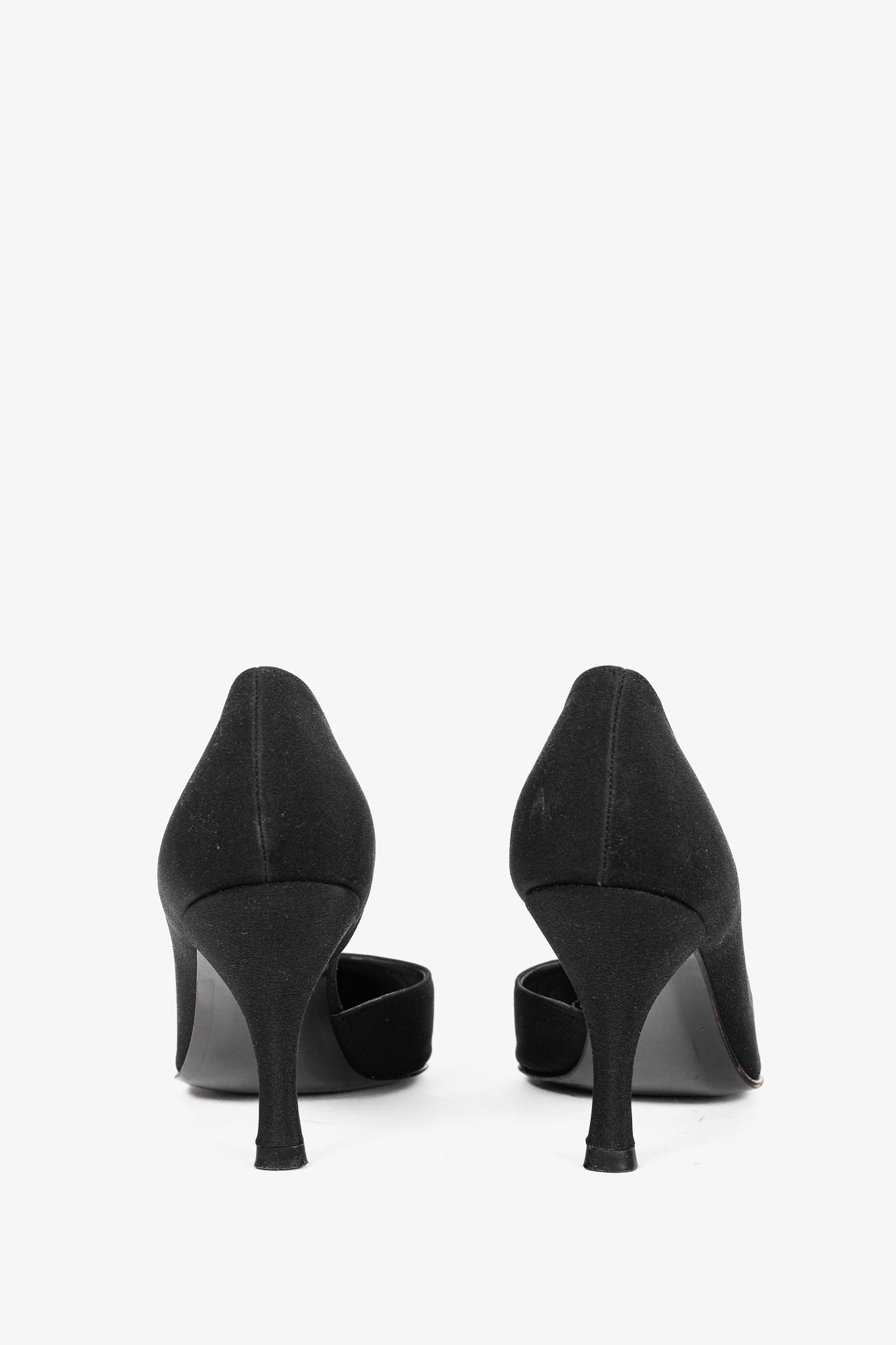 Stuart Weitzman Black Fabric Pointed-Toe D'Orsay Pumps