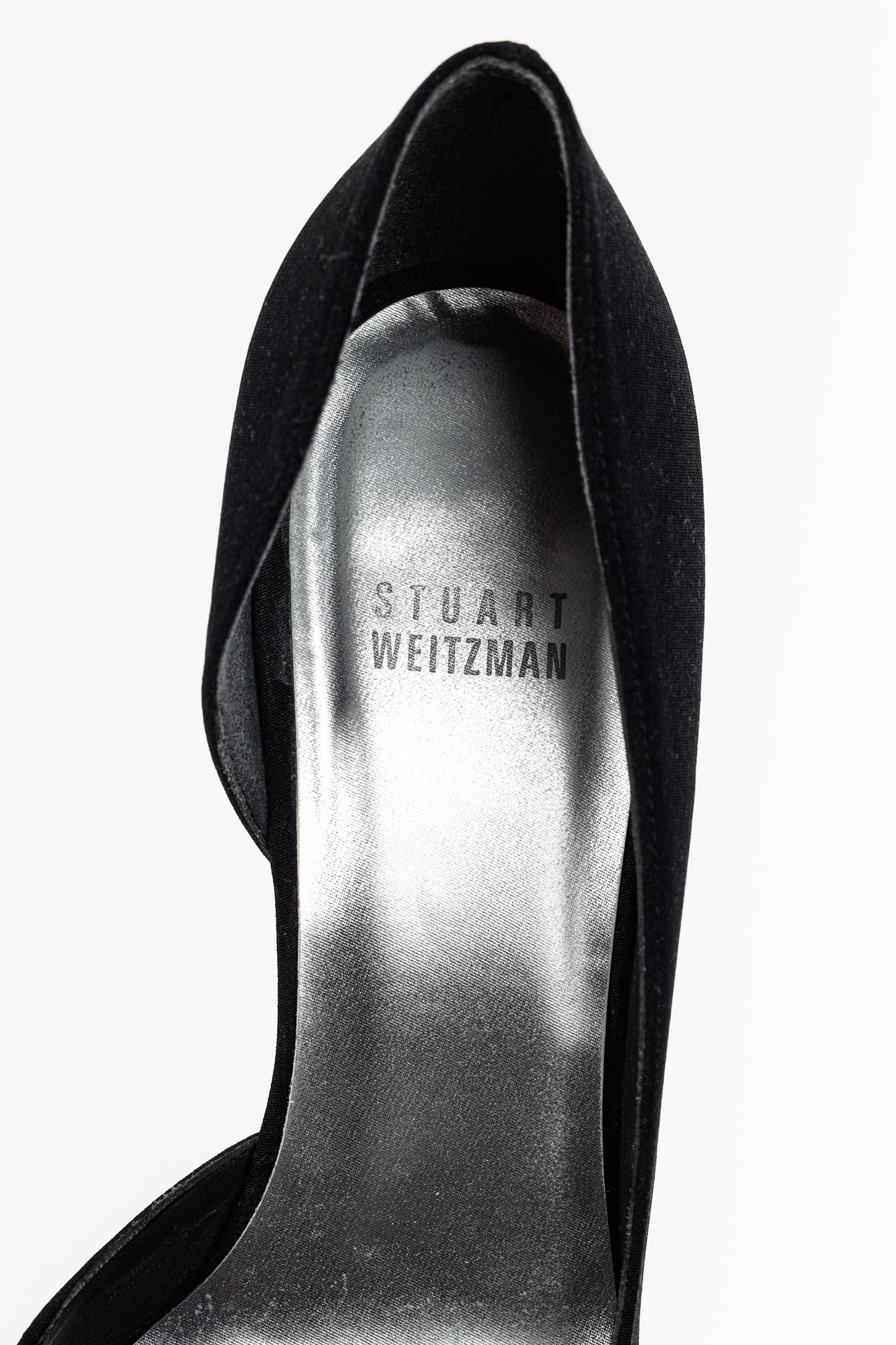 Stuart Weitzman Black Fabric Pointed-Toe D'Orsay Pumps