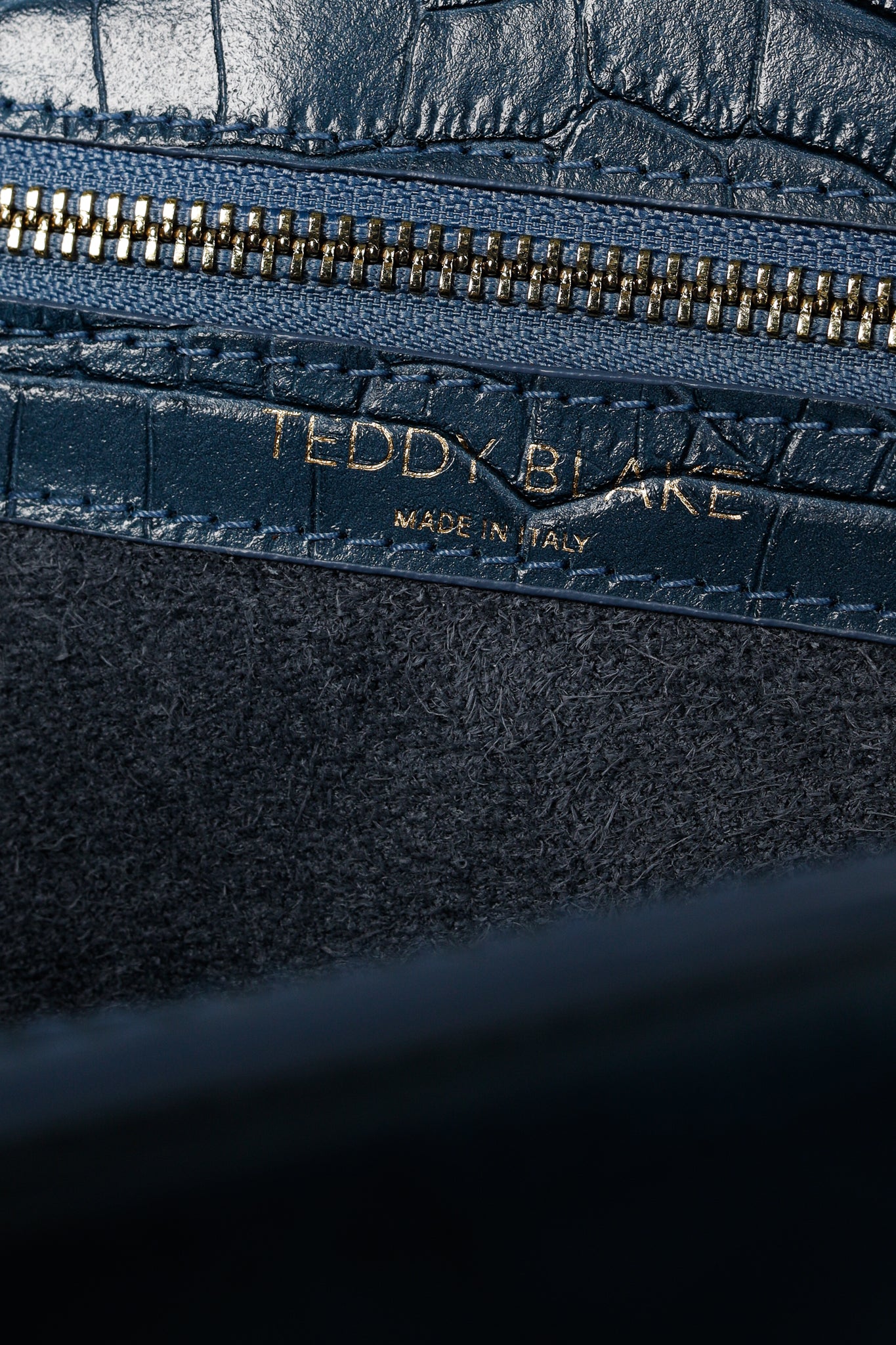 Teddy Blake Kate Croco 12" Blue Leather Tote
