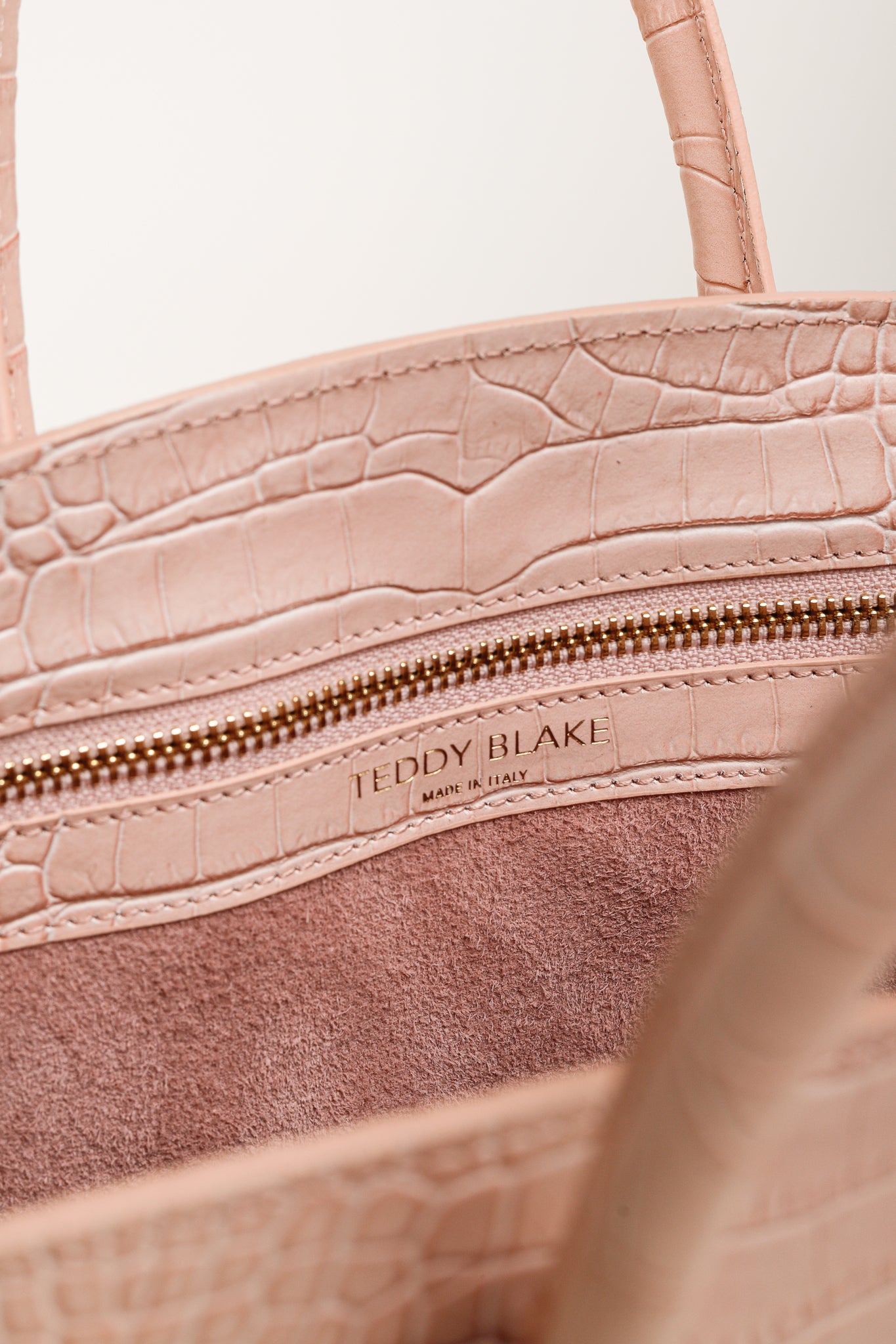 Teddy Blake Kate Croco 12" Nude Pink Leather Tote