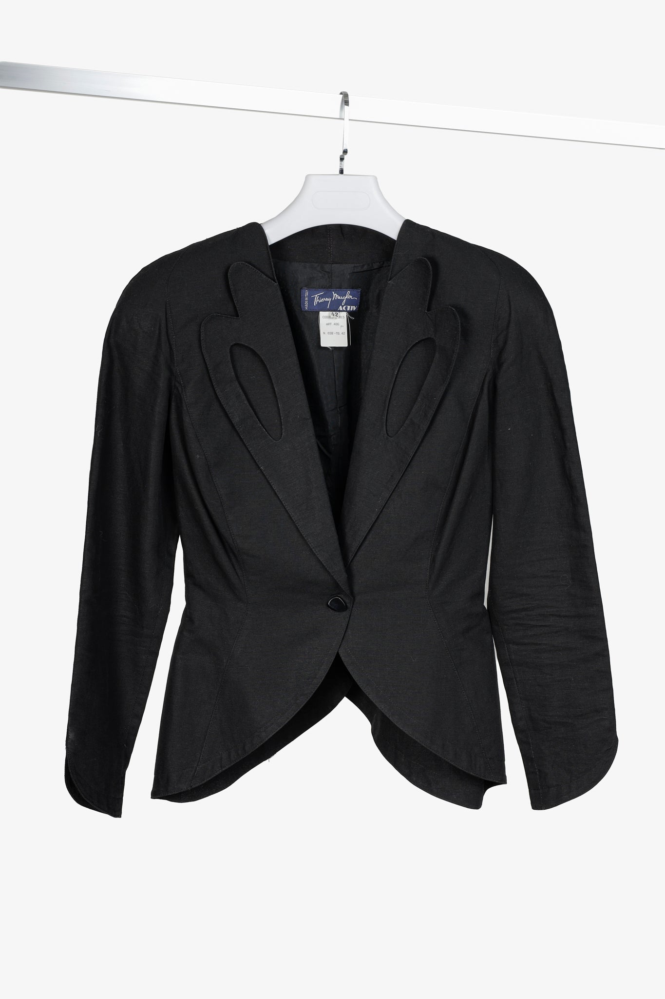Thierry Mugler 1973 Vintage Black Linen Blend Jacket