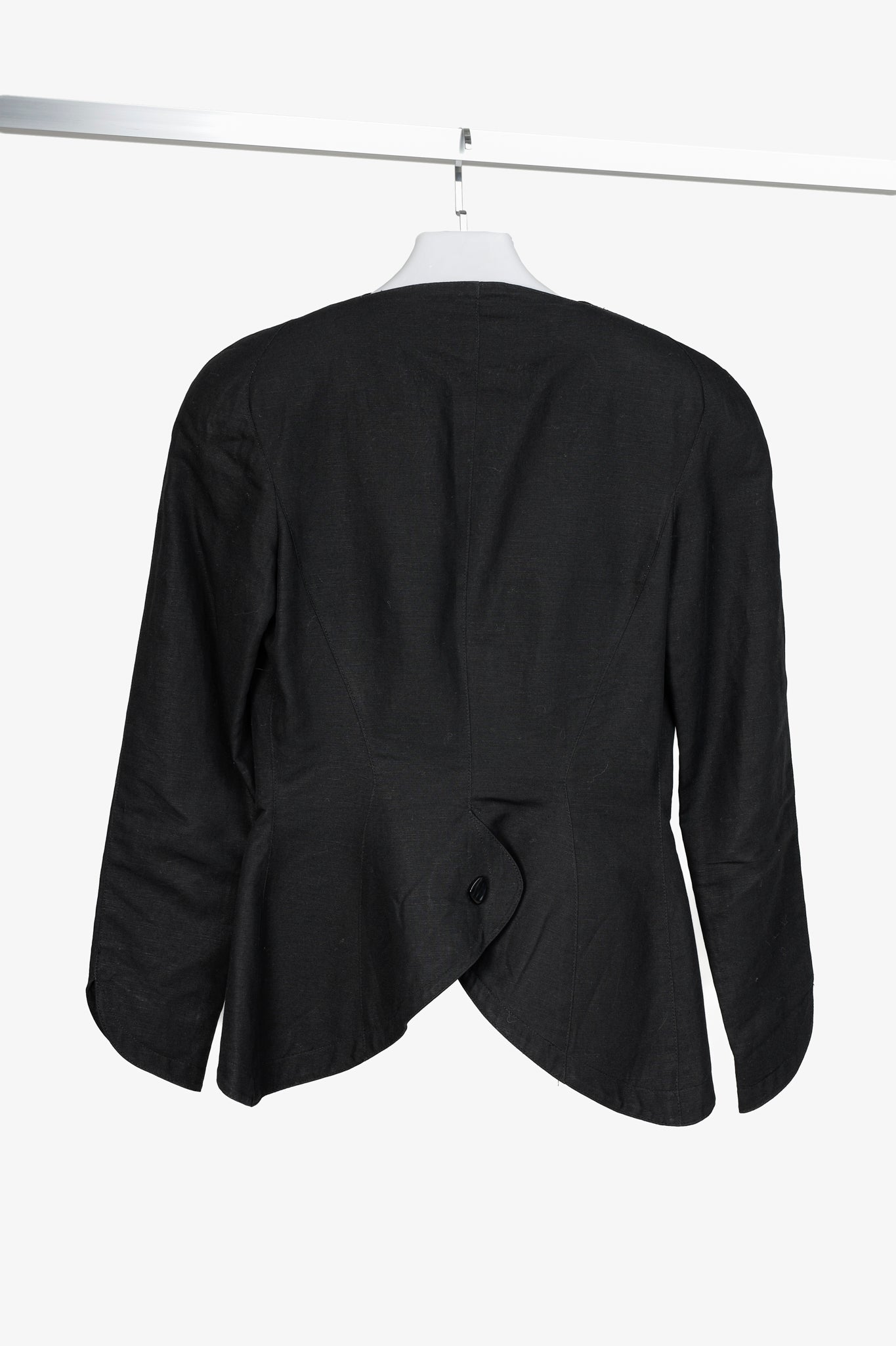 Thierry Mugler 1973 Vintage Black Linen Blend Jacket
