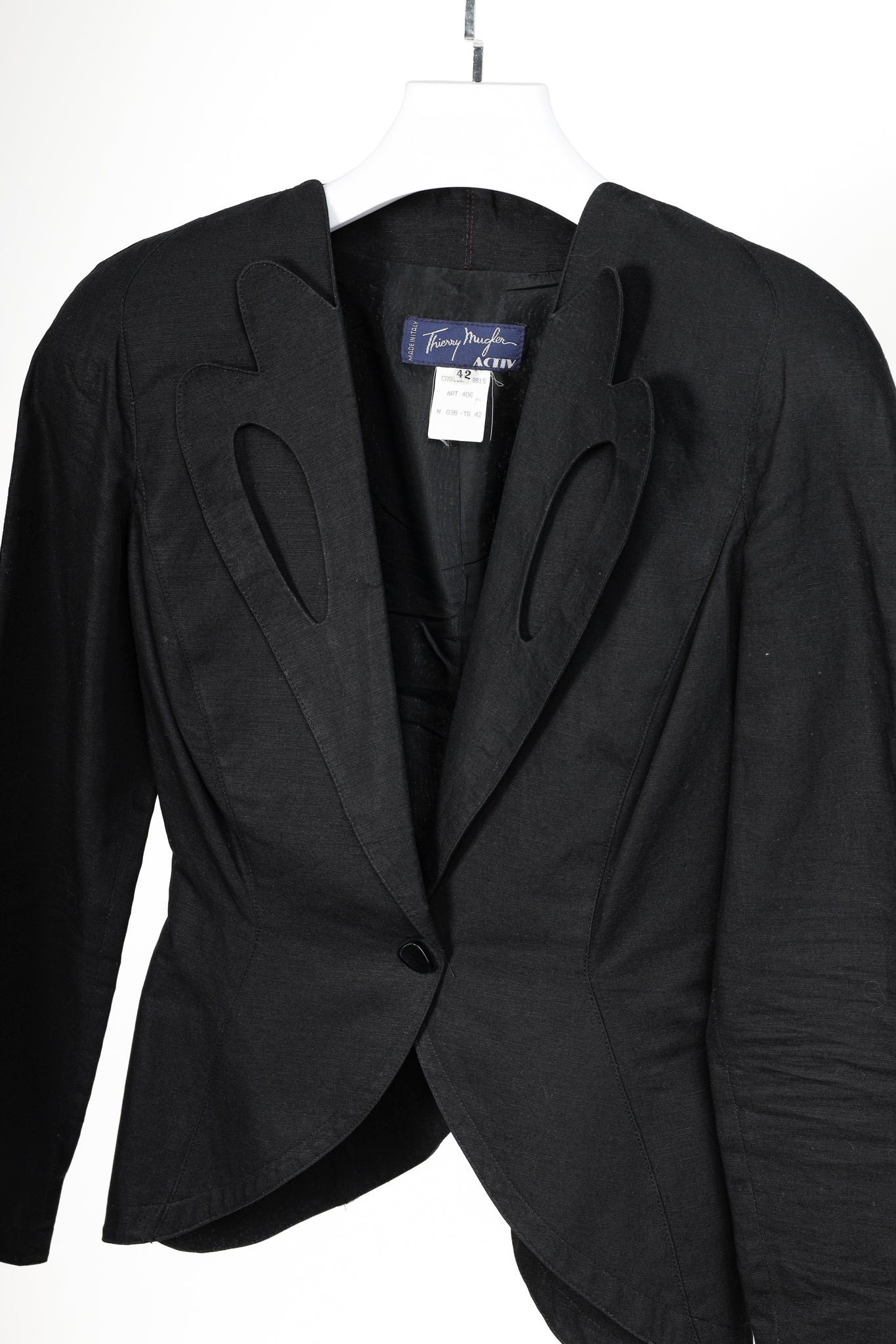Thierry Mugler 1973 Vintage Black Linen Blend Jacket
