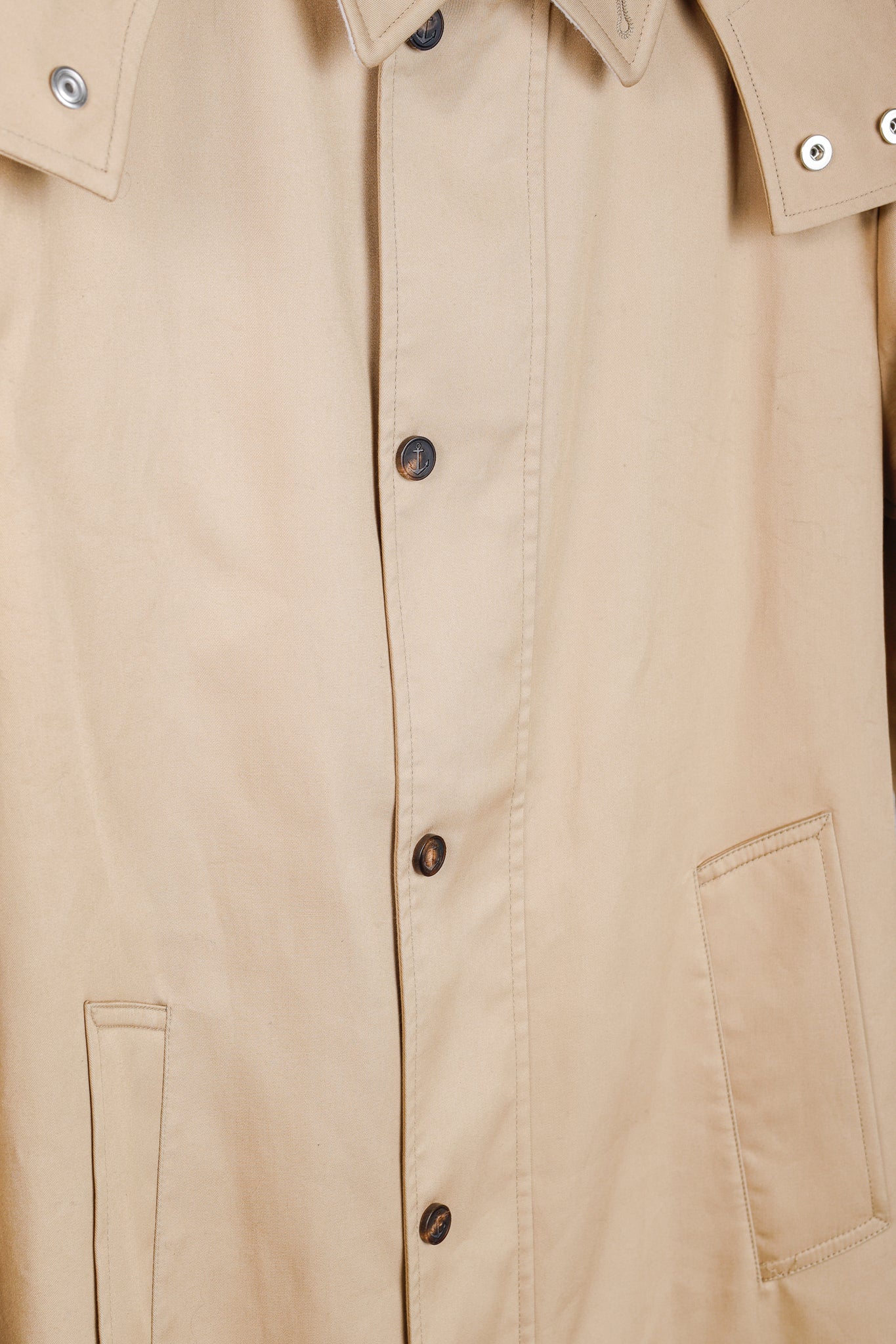 Thom Browne SS/18 Khaki Detachable Hood Snap Front Parka in Mackintosh