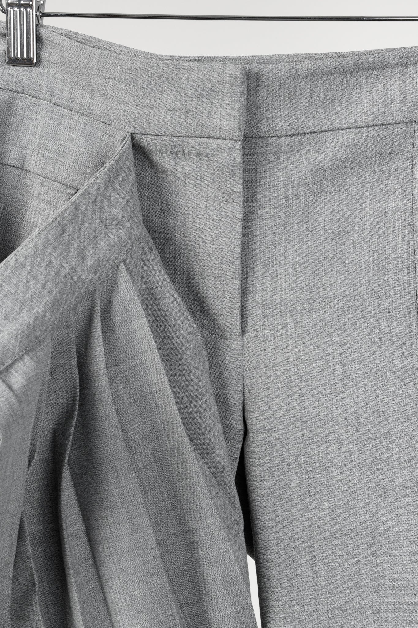 Tibi AW/14 Runway Grey Tropical Wool Pleated Wrap Pants
