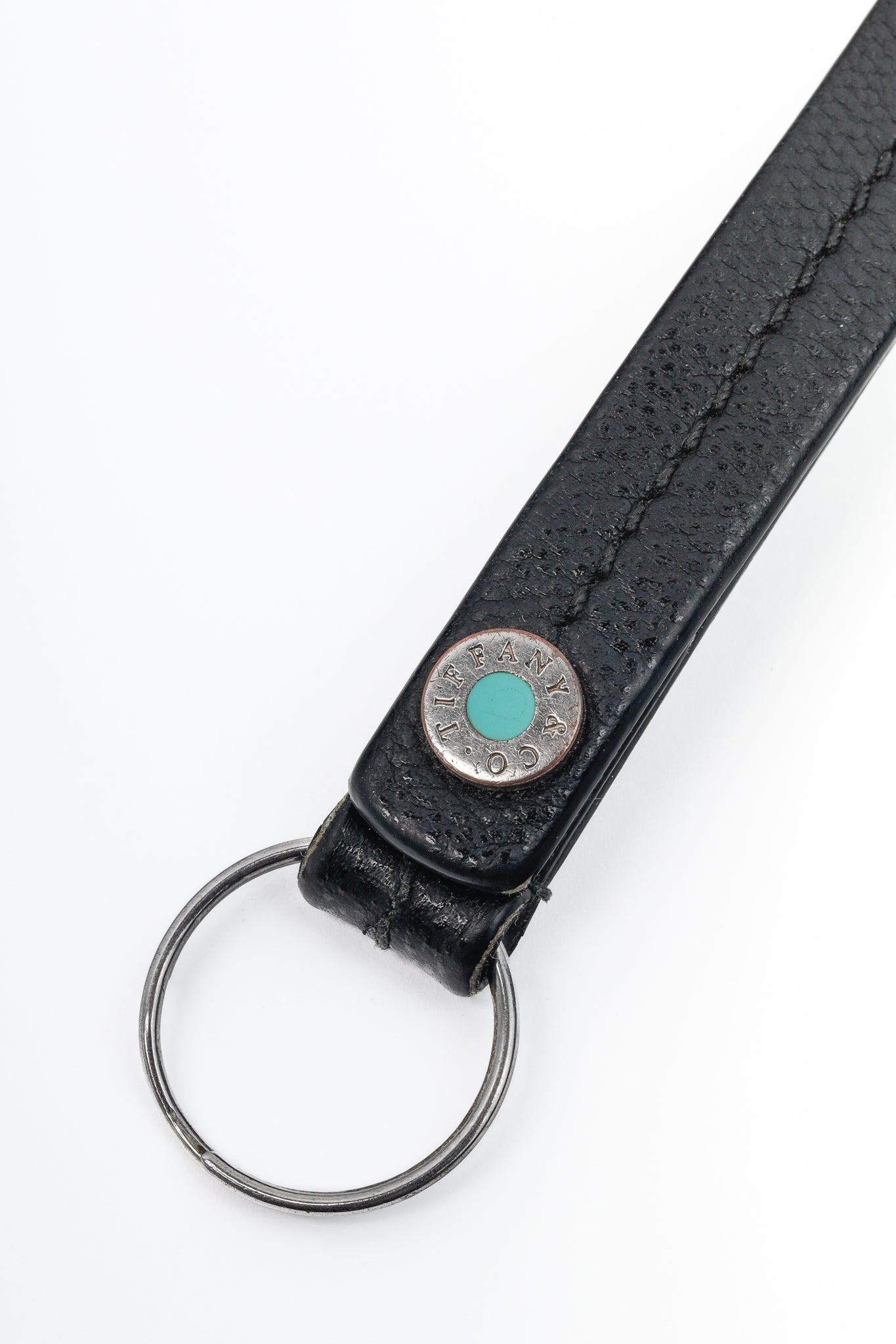 Tiffany & Co. Black Leather Snap Loop Keychain