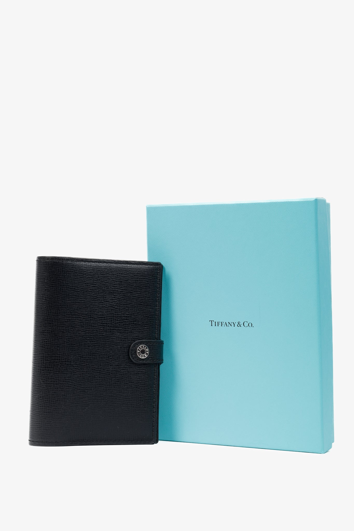 Tiffany & Co. Black Grained-Leather Snap-Closure Passport Cover
