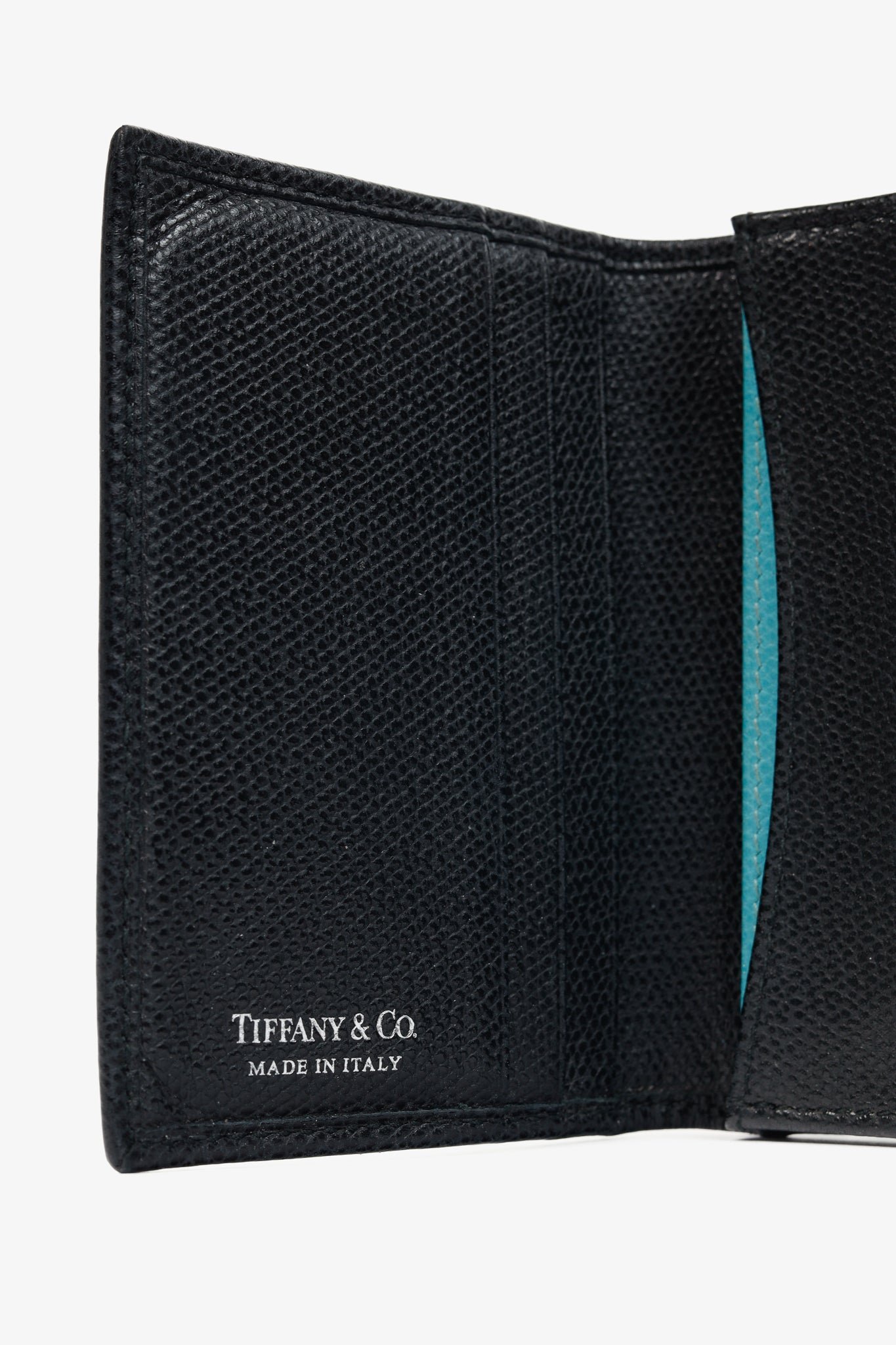 Tiffany & Co. Black Grained-Leather Bifold Card Holder