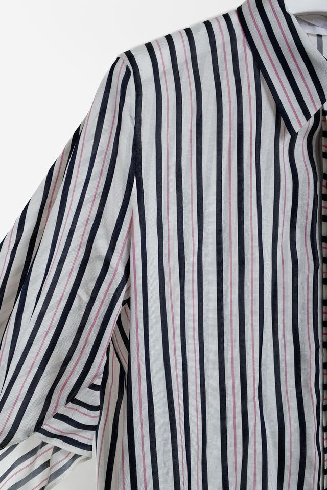 Roland Mouret Padley Blue Pink Striped Blouse