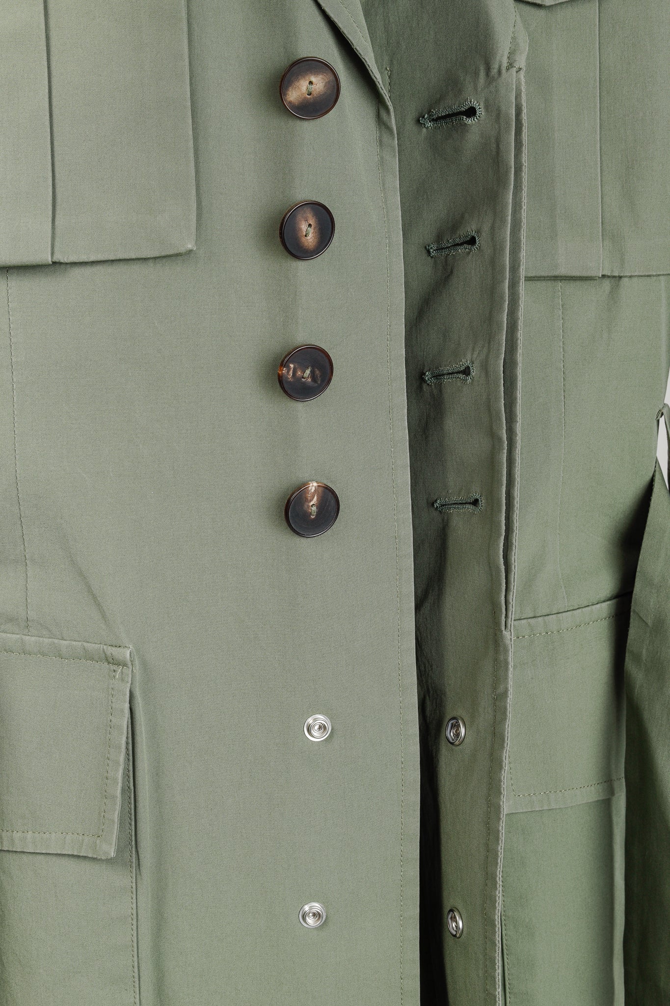 Umit Benan SS/16 Runway Green Belted Cargo Trench Coat