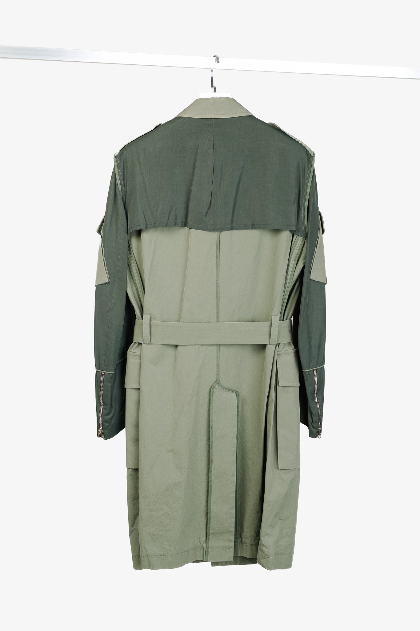 Umit Benan SS/16 Runway Green Belted Cargo Trench Coat