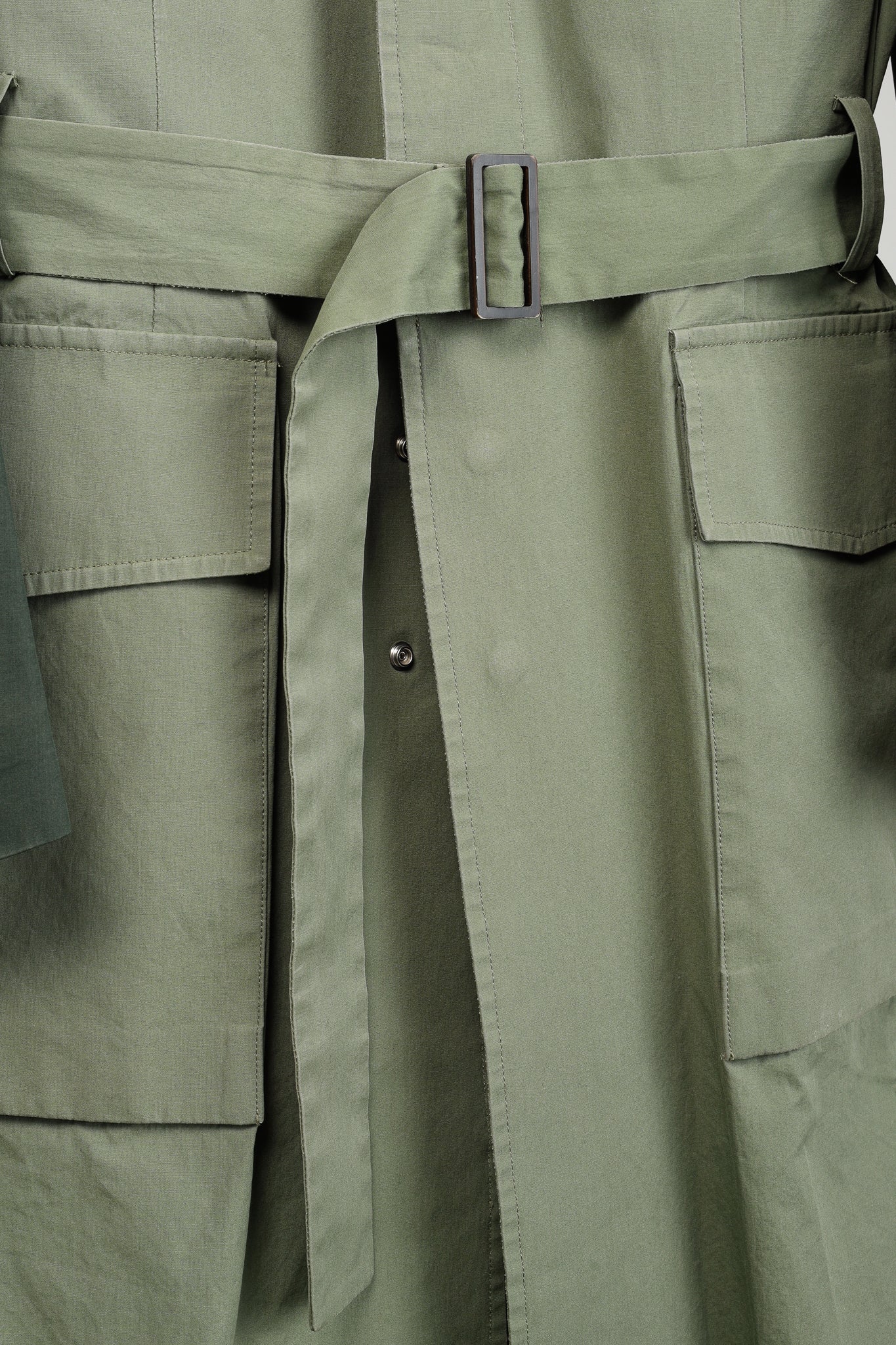 Umit Benan SS/16 Runway Green Belted Cargo Trench Coat