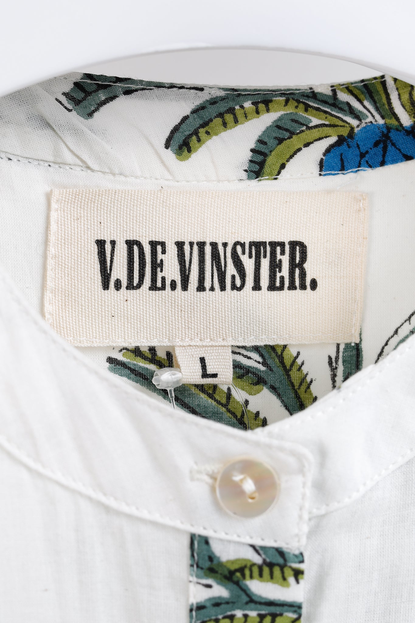 V de Vinster White & Green Oversized Palm Tree Print Tunic