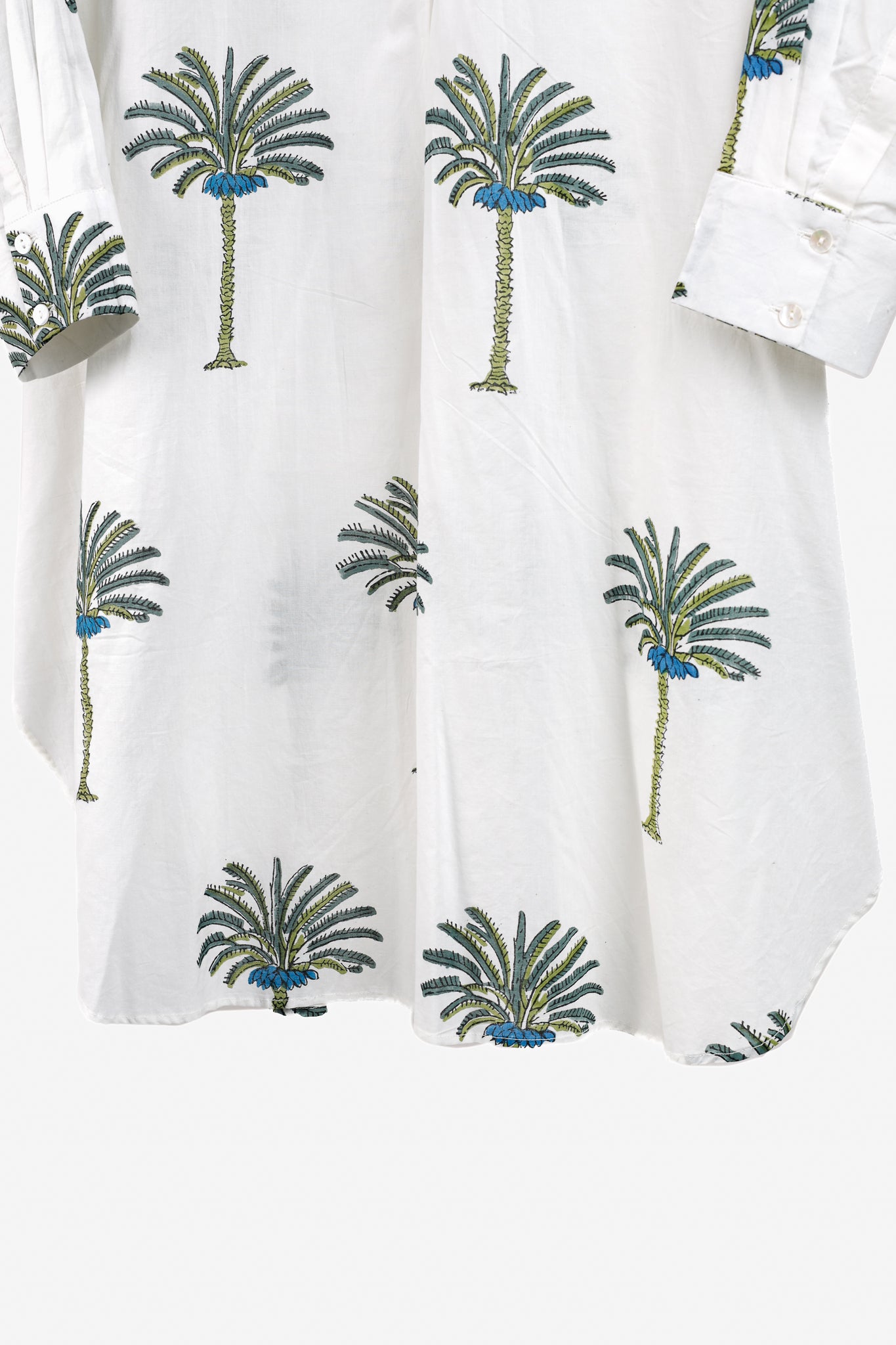 V de Vinster White & Green Oversized Palm Tree Print Tunic
