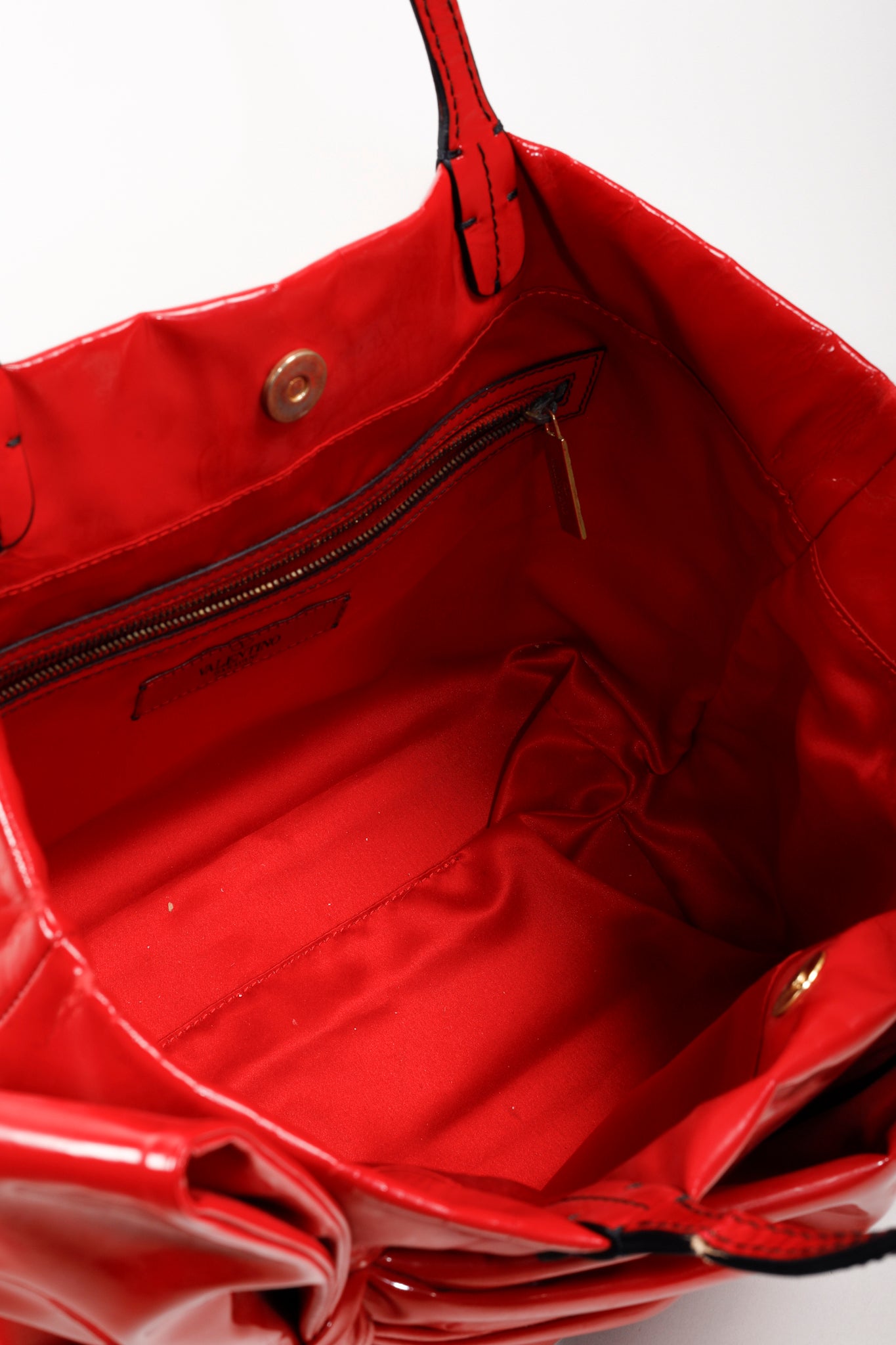 Valentino Red Patent Leather Lacca Bow Tote Shoulder Bag