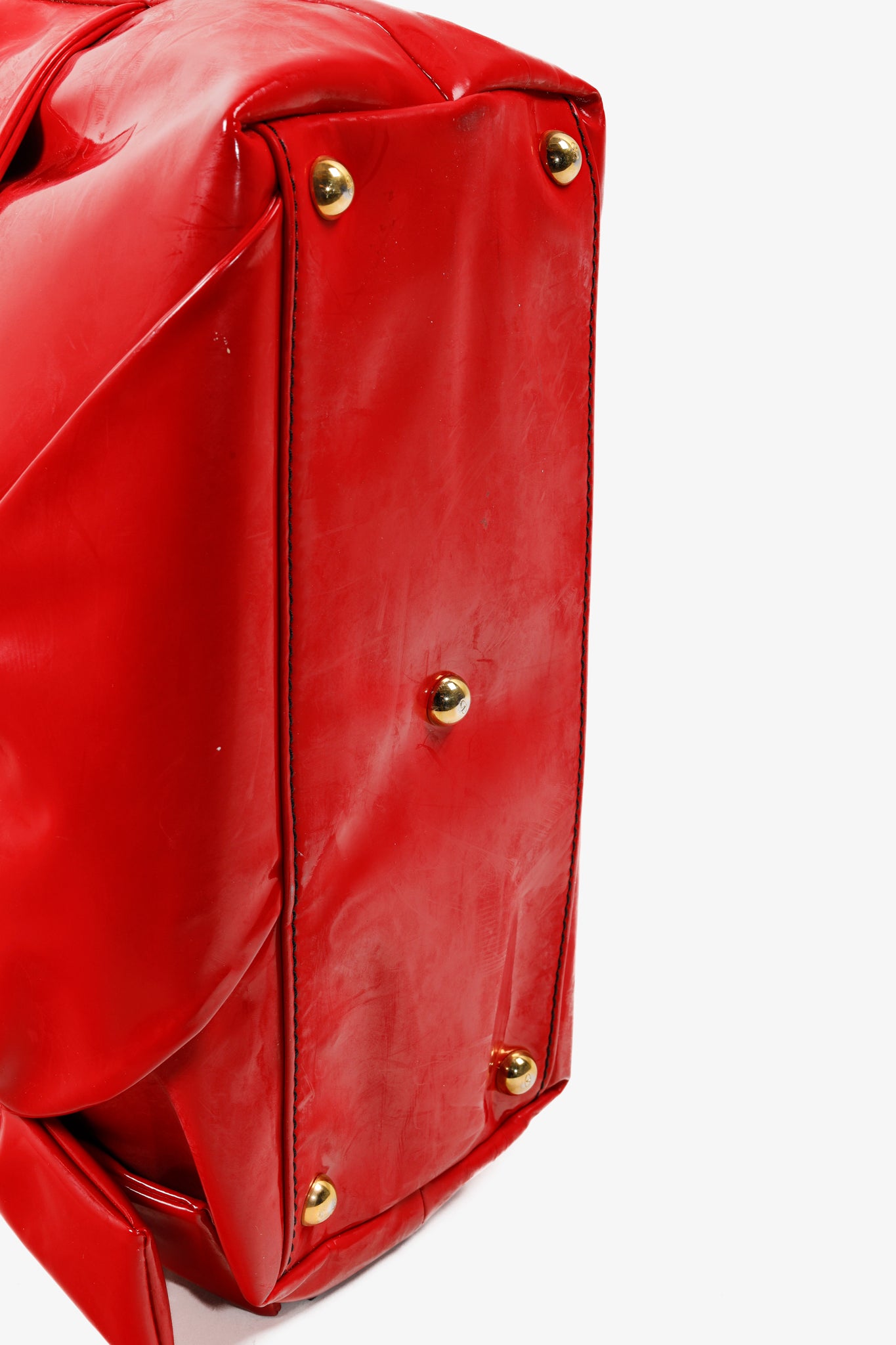 Valentino Red Patent Leather Lacca Bow Tote Shoulder Bag