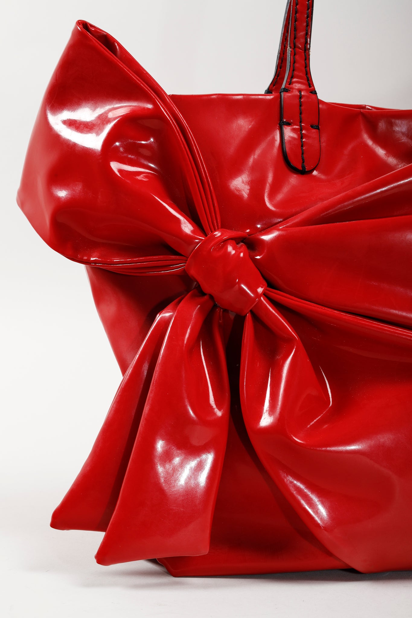 Valentino Red Patent Leather Lacca Bow Tote Shoulder Bag