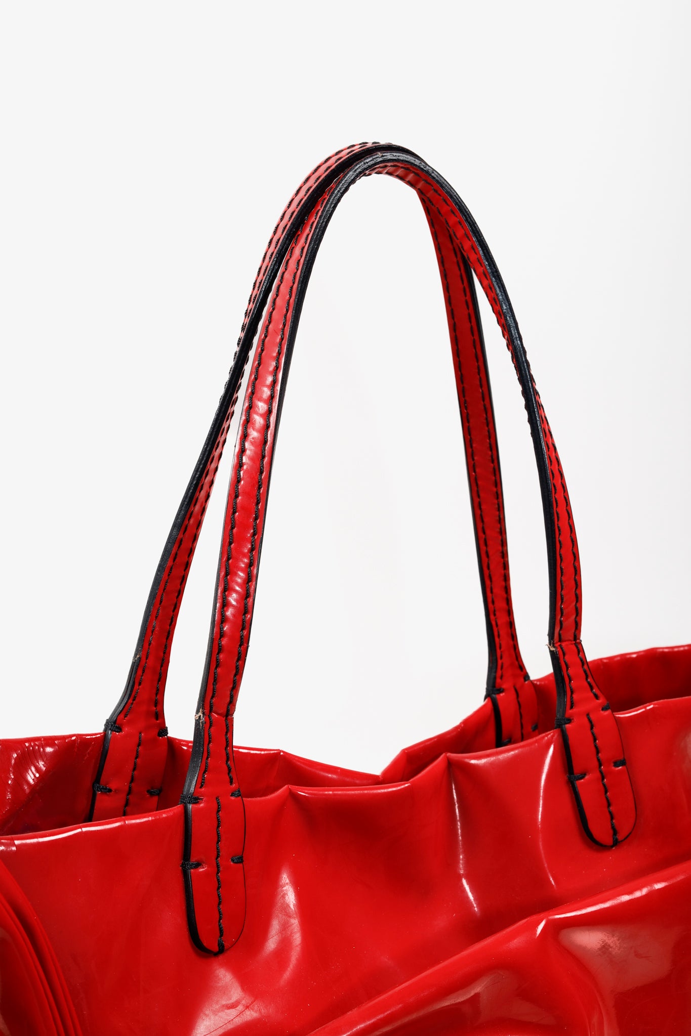 Valentino Red Patent Leather Lacca Bow Tote Shoulder Bag