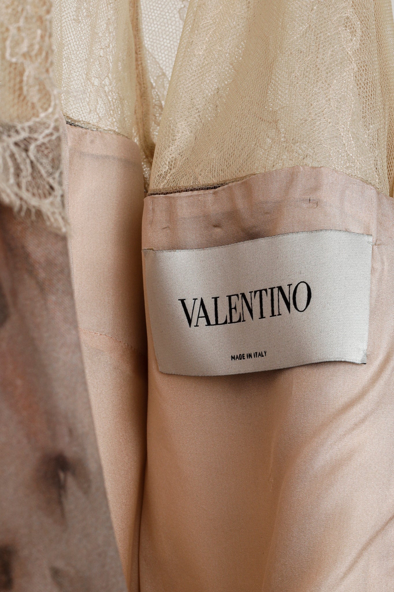 Valentino PF/13 Fluid Garden Floral Print Silk Mikado Lace-Sleeved Dress
