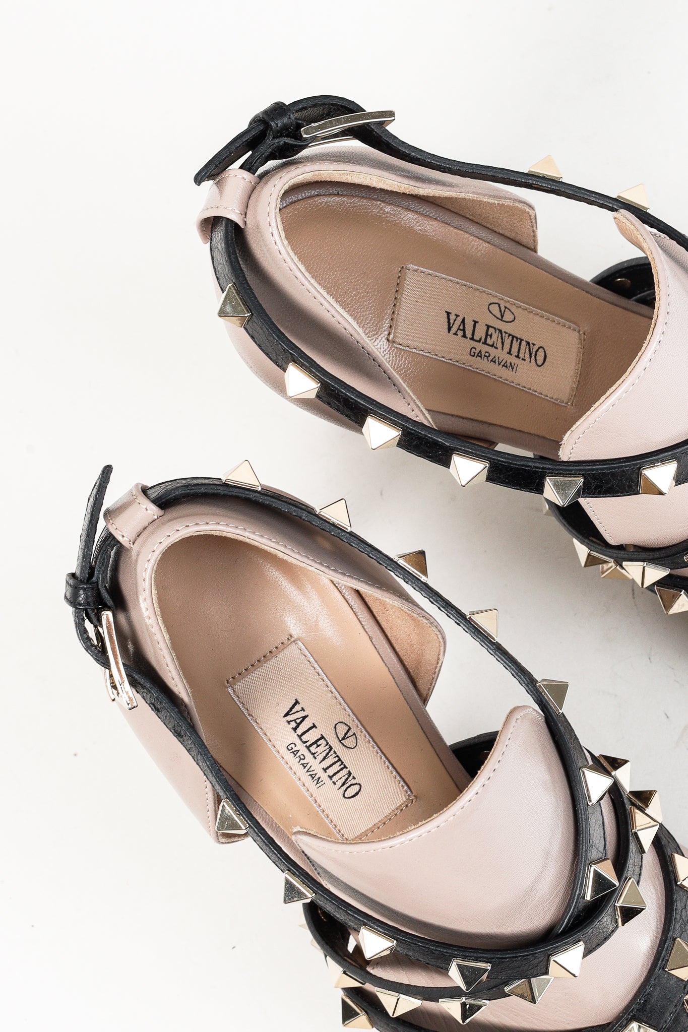 Valentino Garavani Poudre & Noir Rockstud Studwrap Open-Toe Boots
