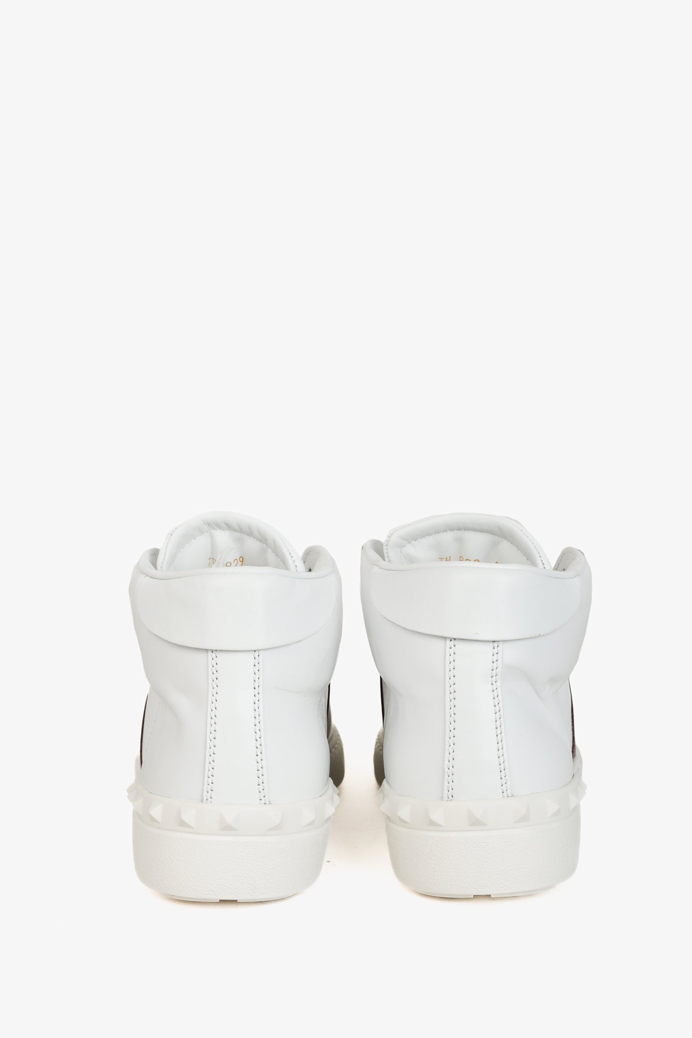 Valentino Garavani Men's Open White & Burgundy-Stripe Leather High-Top Sneakers