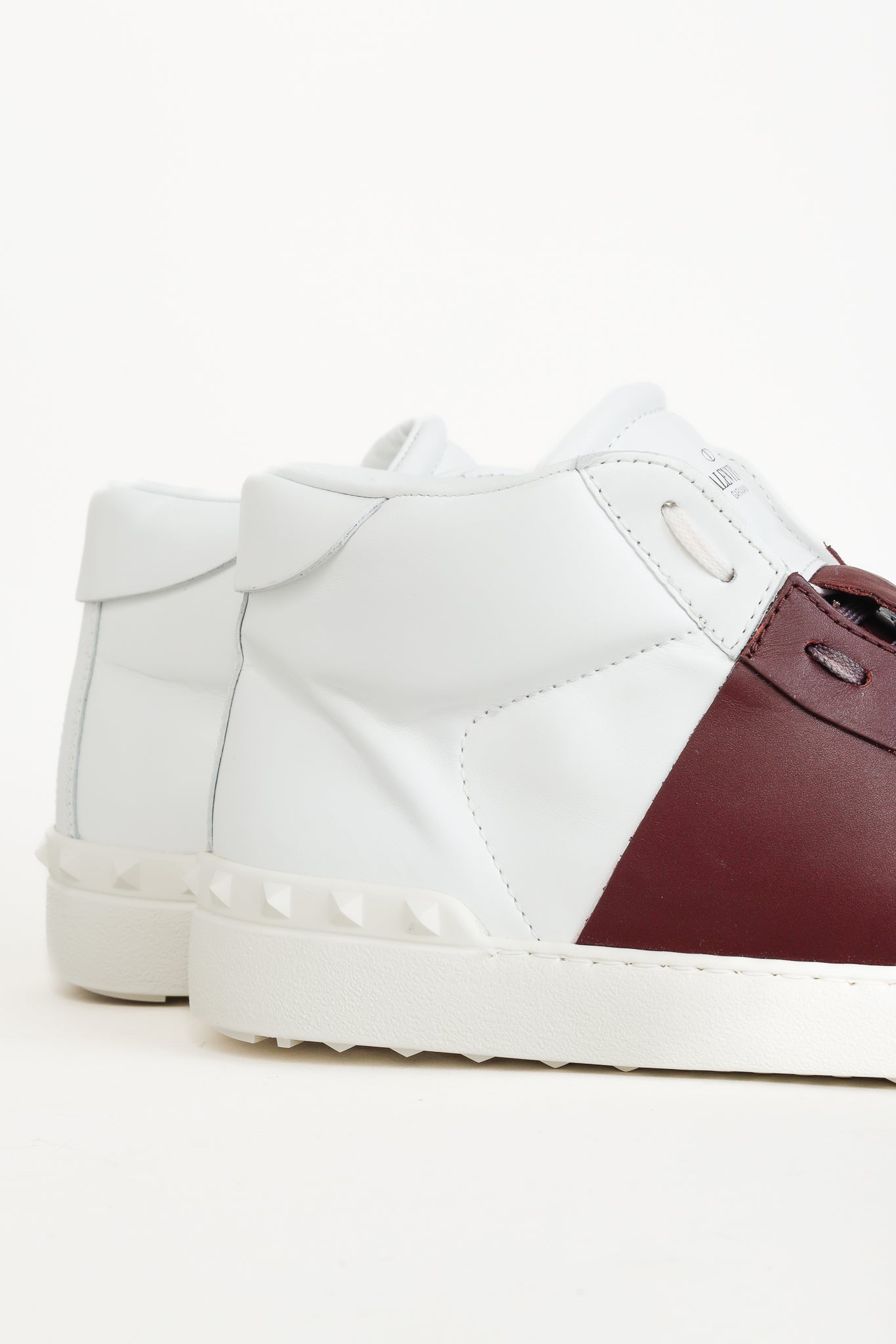 Valentino Garavani Men's Open White & Burgundy-Stripe Leather High-Top Sneakers