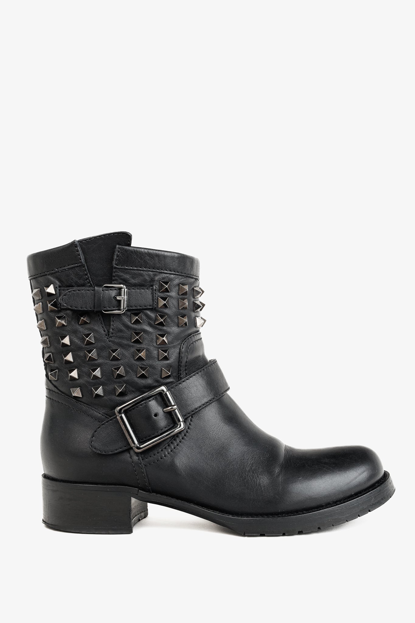 Valentino Garavani Rockstud Noir Leather T.30 Biker Boots