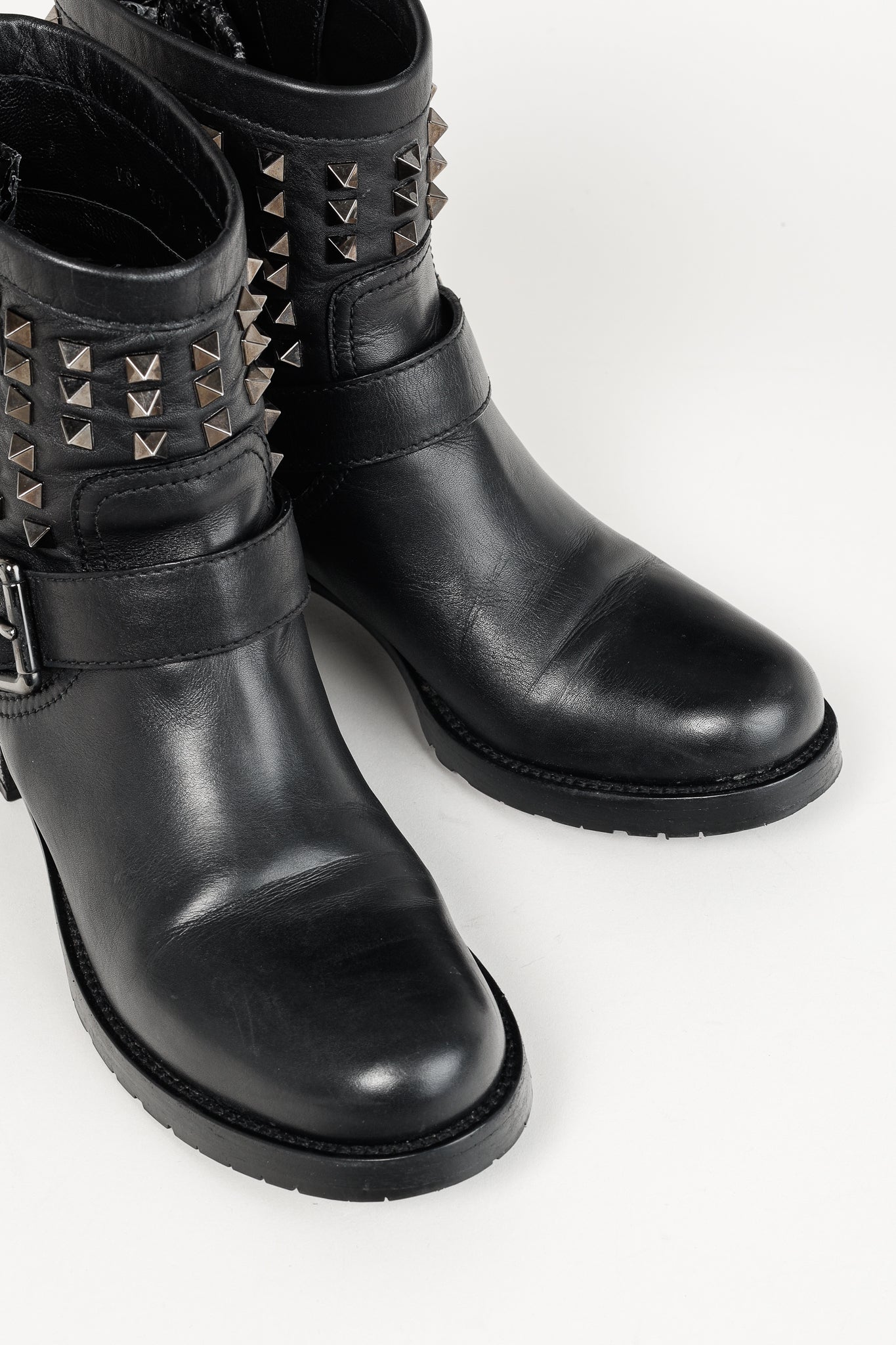 Valentino Garavani Rockstud Noir Leather T.30 Biker Boots
