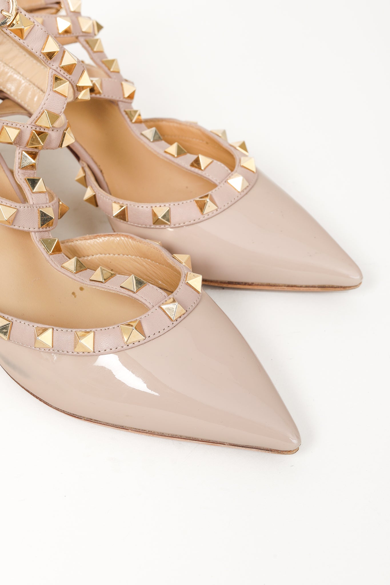 Valentino Garavani Rockstud 65 Powder Pink Patent Leather Caged Pumps