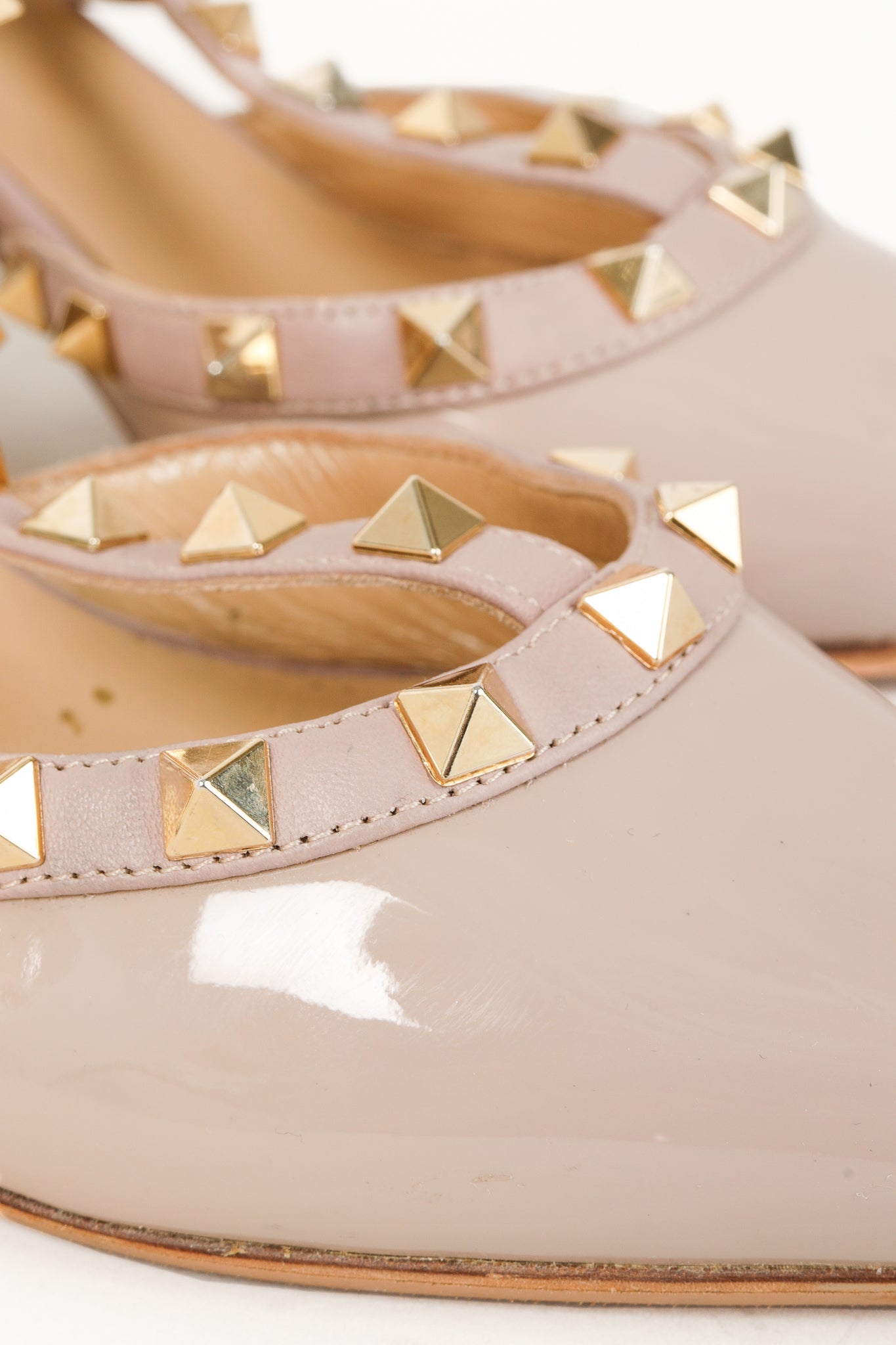 Valentino Garavani Rockstud 65 Powder Pink Patent Leather Caged Pumps