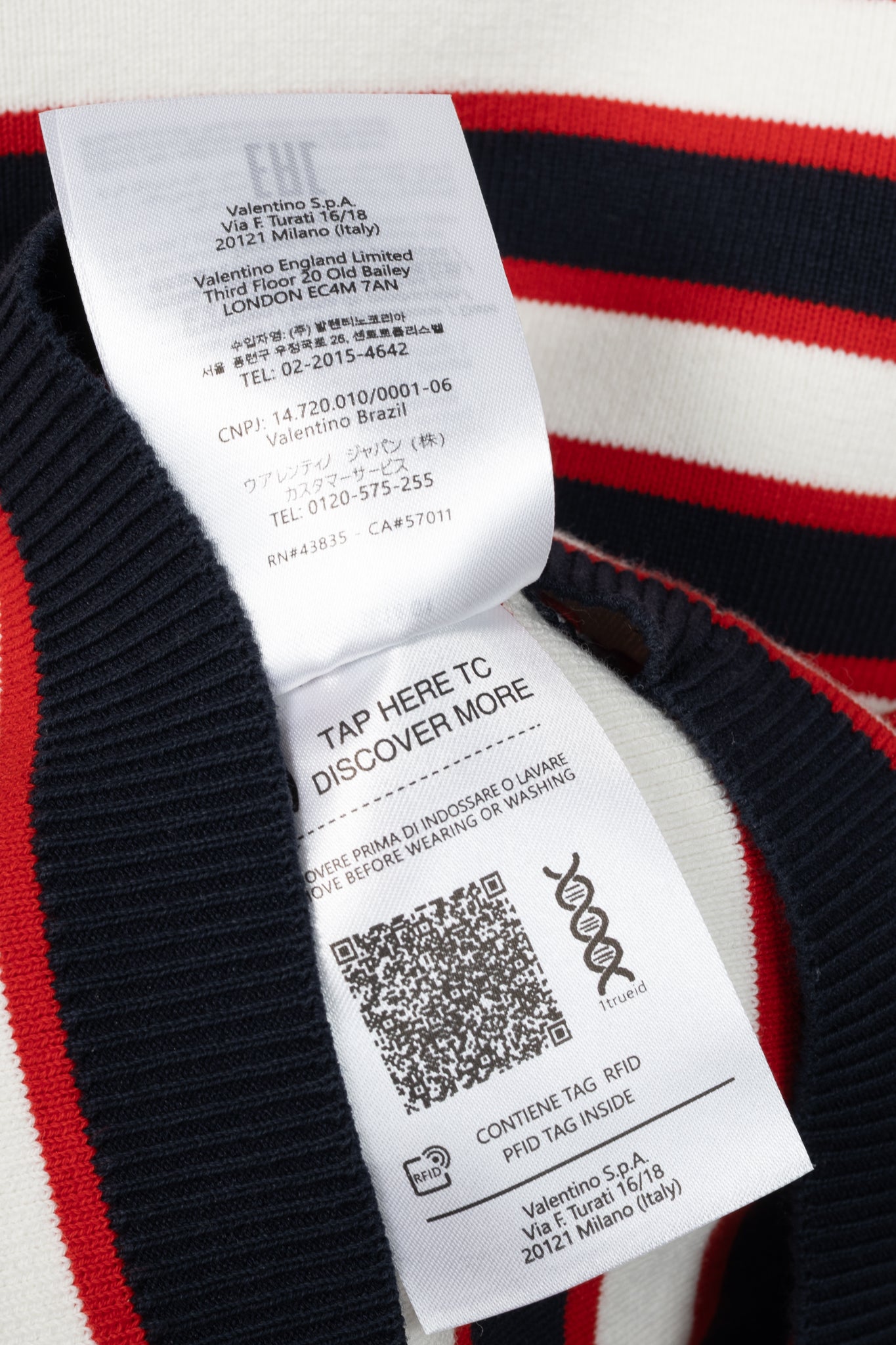 Valentino Navy & White Striped Cotton Sweater