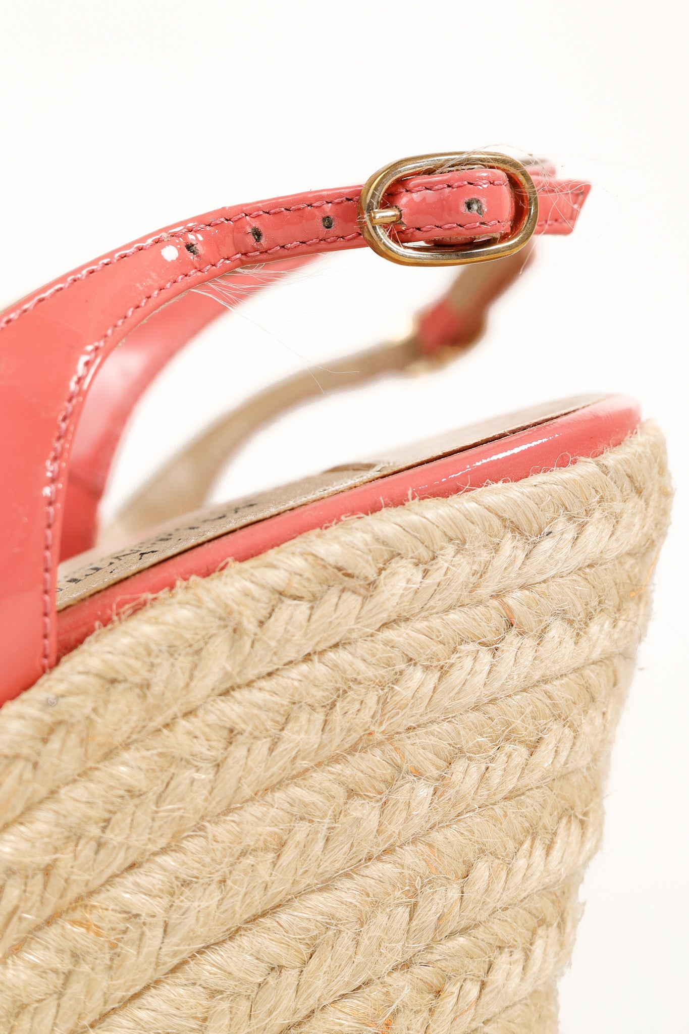 Valentino Garavani Pink Patent Leather Bow Slingback Espadrille Wedges