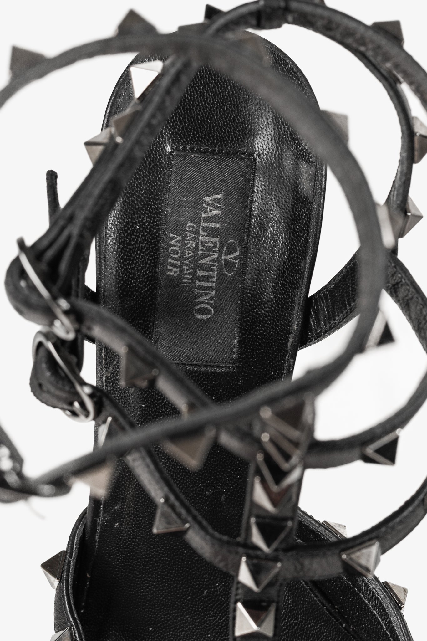 Valentino Garavani Rockstud Kitten Heel Black Leather Pumps