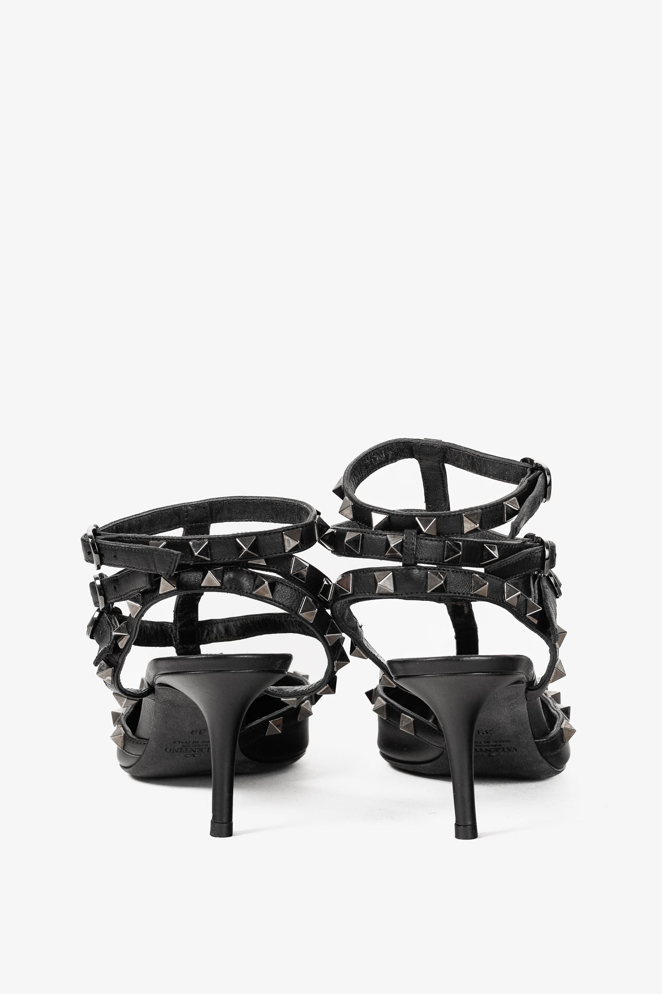 Valentino Garavani Rockstud Kitten Heel Black Leather Pumps