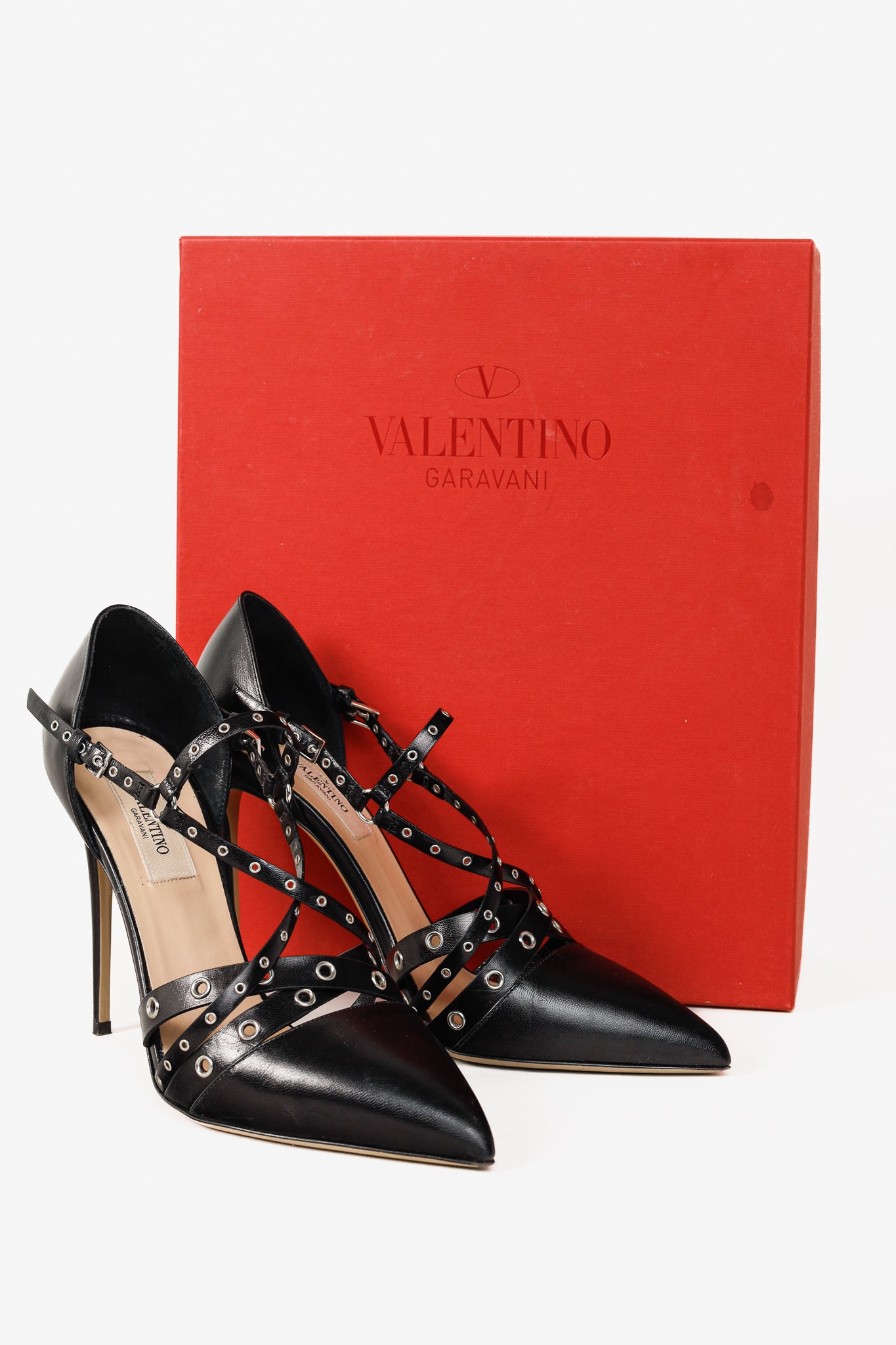 Valentino Garavani Love Latch Nero Nappa D'Orsay Eyelet-Embellished Heels