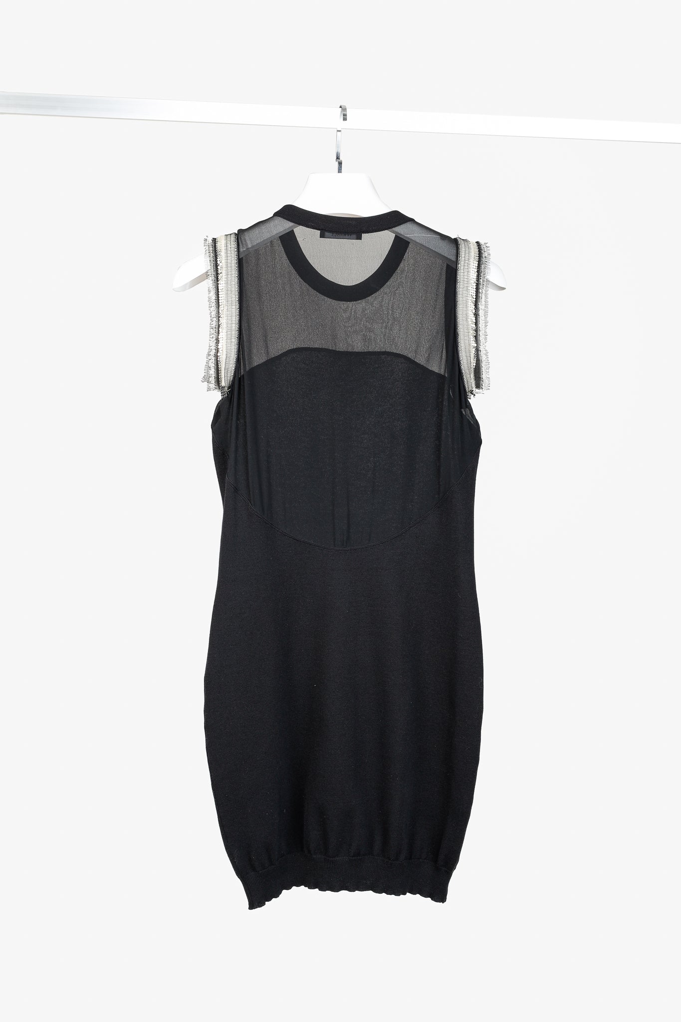 Versace 2009 Sheer-Back Ornate Trim Black Sleeveless Body-Con Tunic