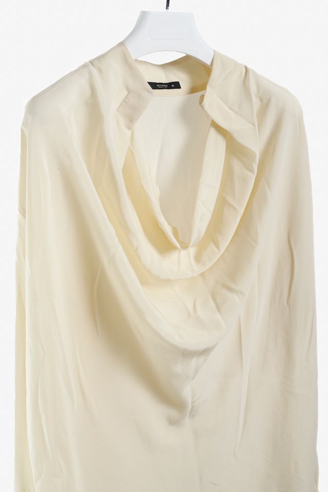Etro Cream Silk Cowl Neck Tunic