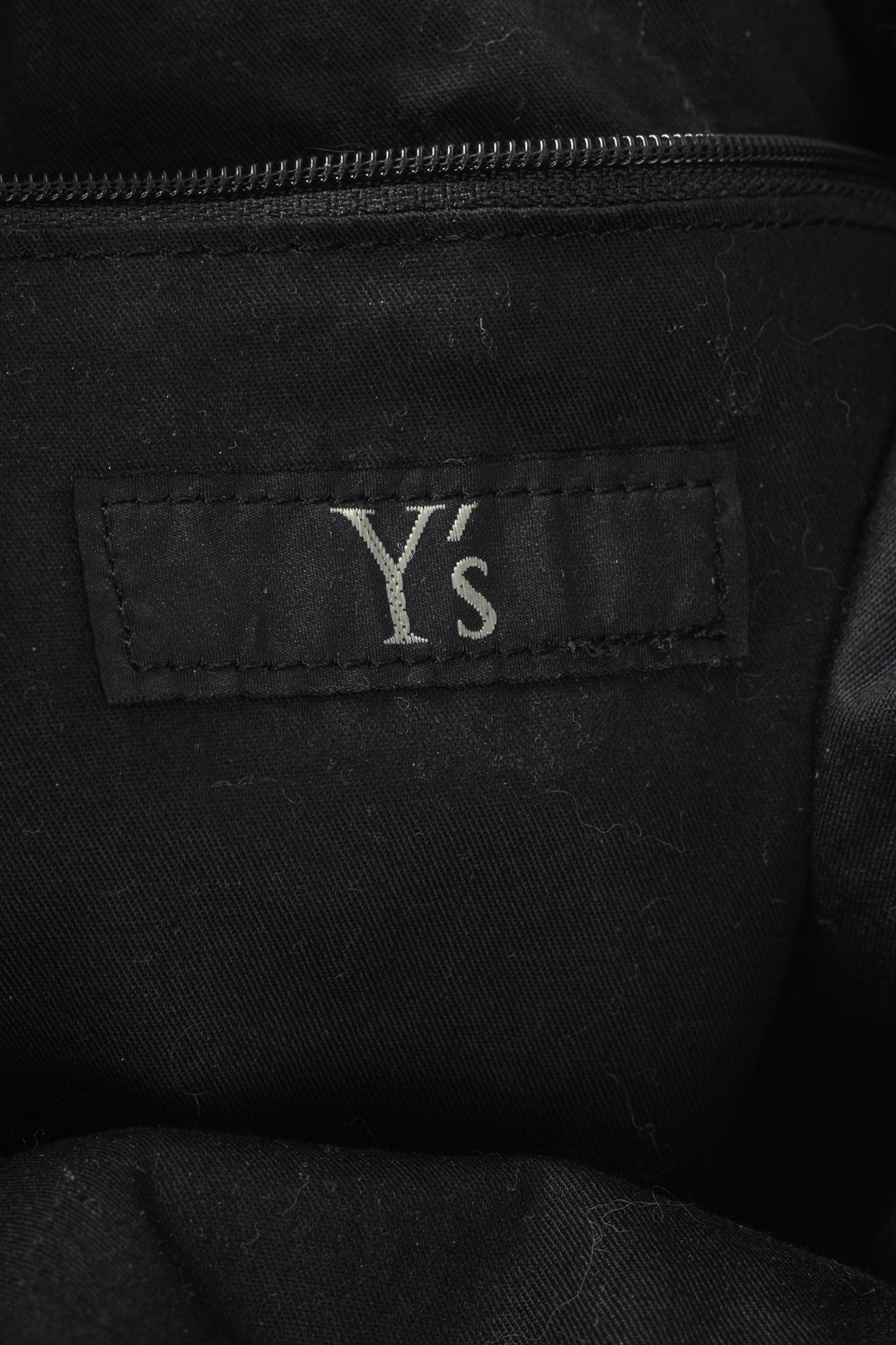Y's Black Pleated Satin Leather-Drawstring Backpack