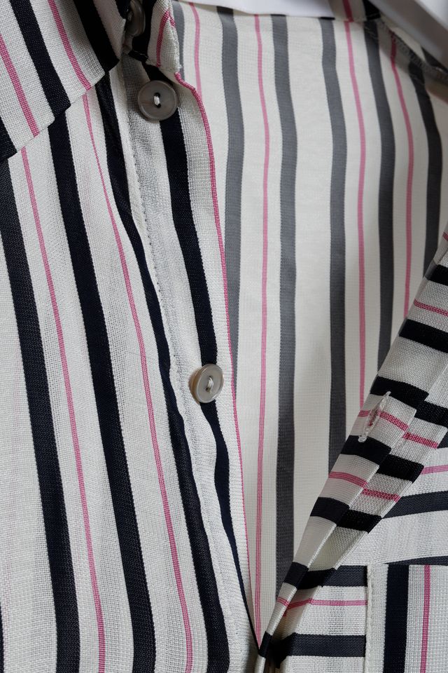 Roland Mouret Padley Blue Pink Striped Blouse