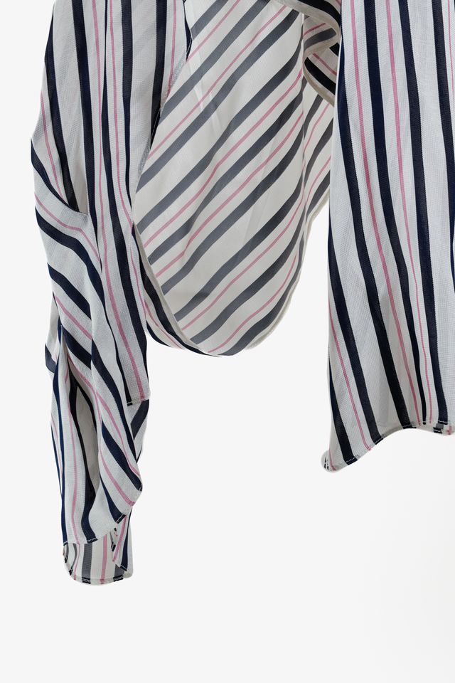 Roland Mouret Padley Blue Pink Striped Blouse