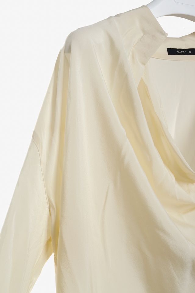 Etro Cream Silk Cowl Neck Tunic