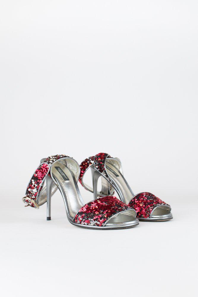 Dolce & Gabbana Sequin Ankle Strap Heels