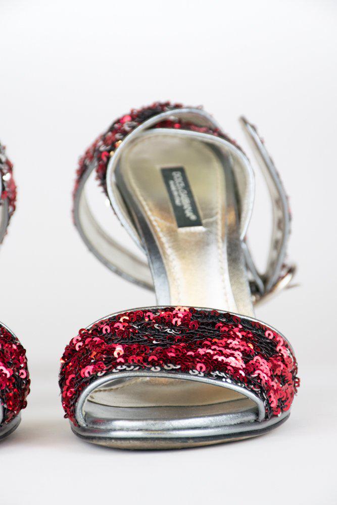 Dolce & Gabbana Sequin Ankle Strap Heels