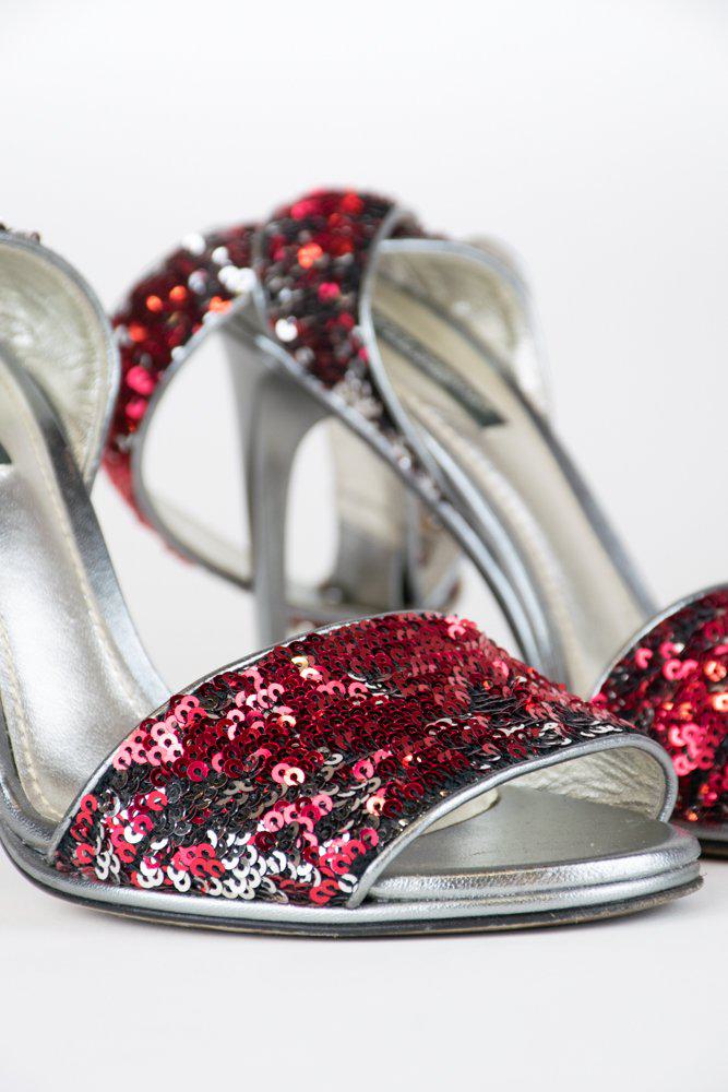 Dolce & Gabbana Sequin Ankle Strap Heels