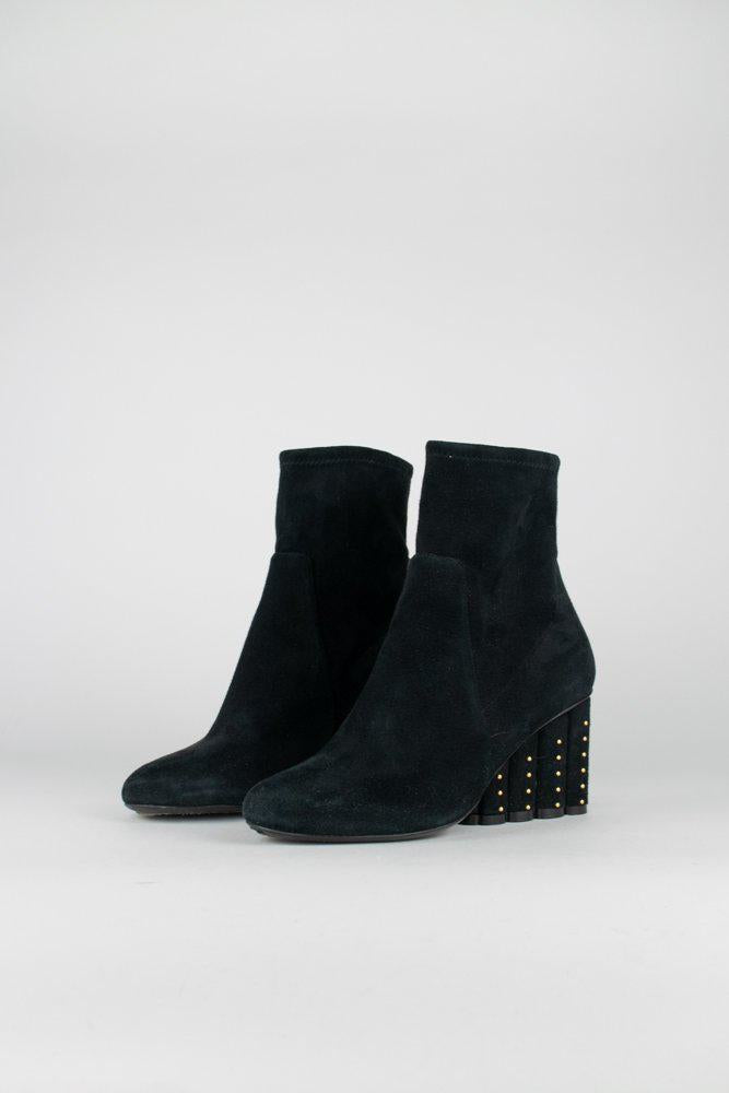 Salvatore Ferragamo Suede Studded Booties