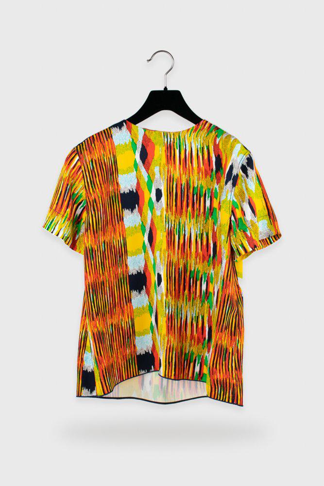 Celine Multi-Color Ikat Pattern Crepe Top